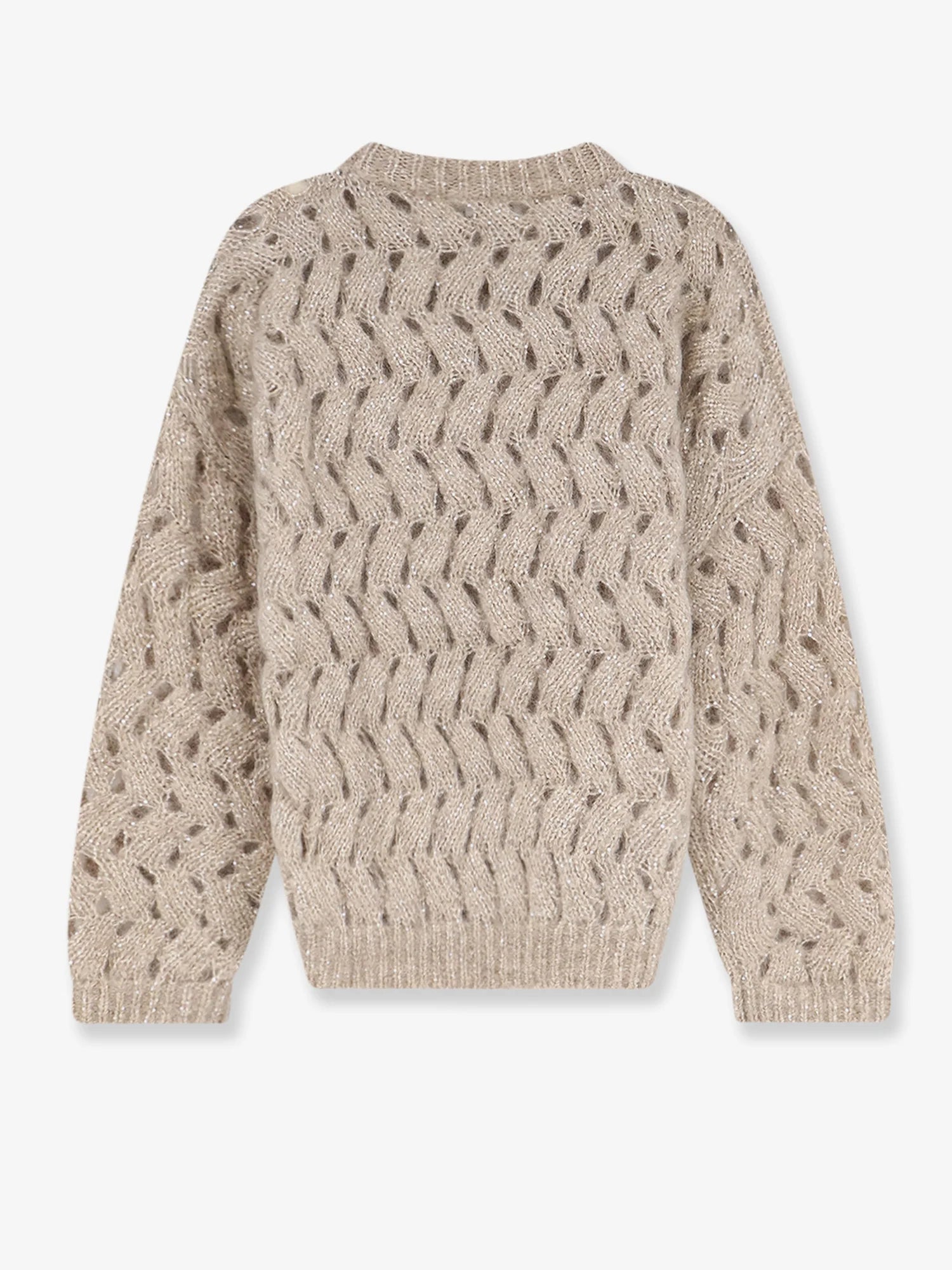 Perforated sweater with micro sequins