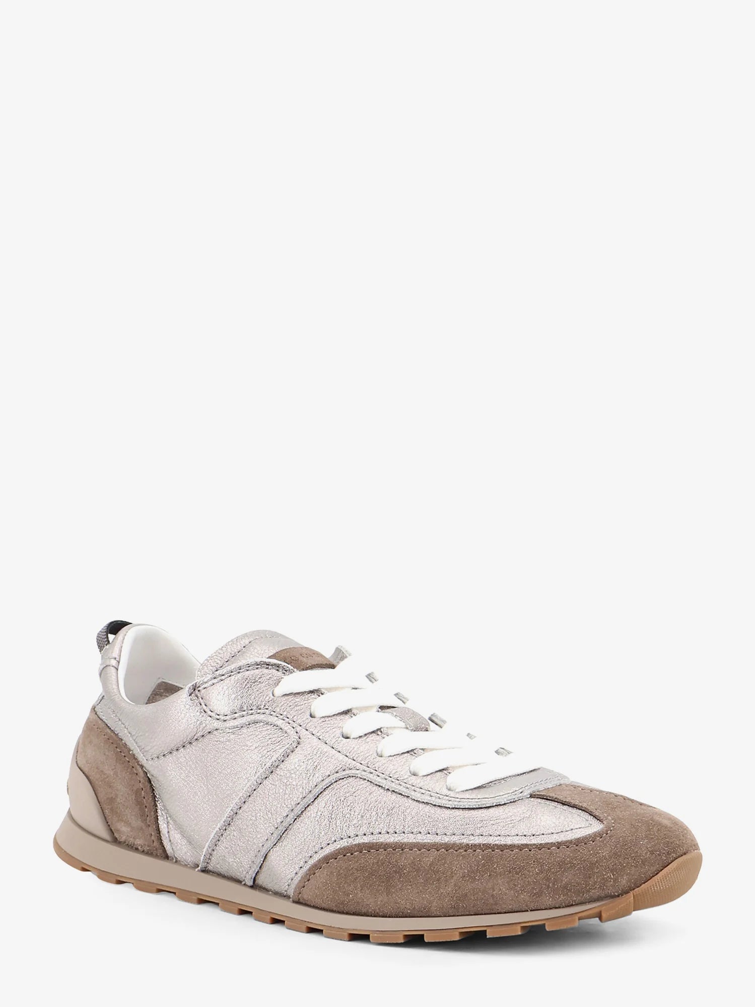 Laminated leather and suede sneakers