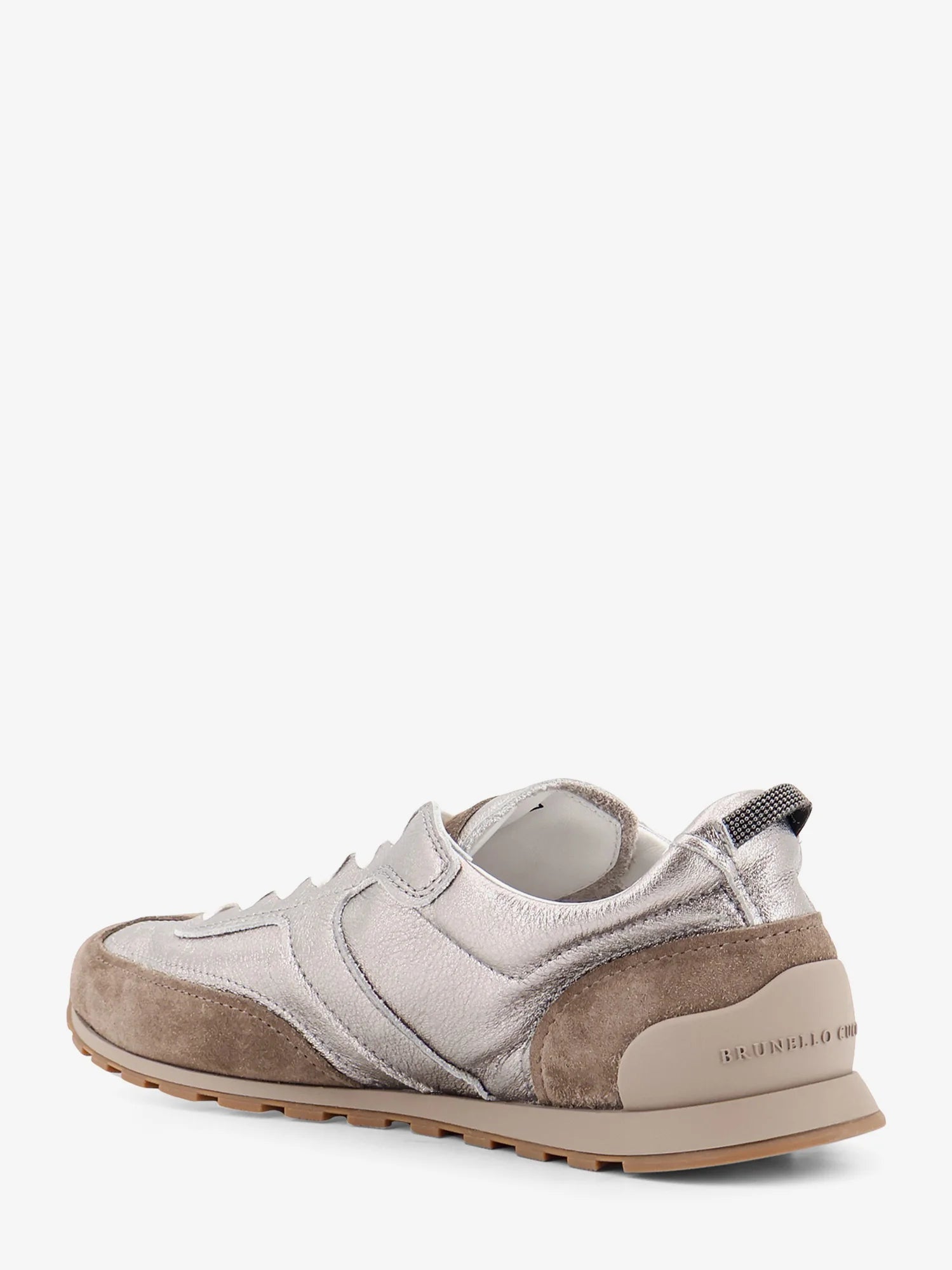 Laminated leather and suede sneakers