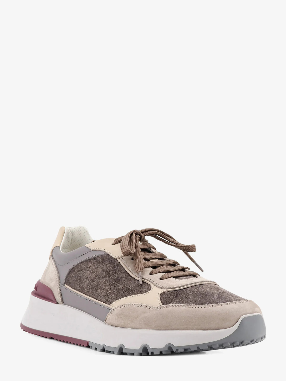 Suede sneakers with leather inserts