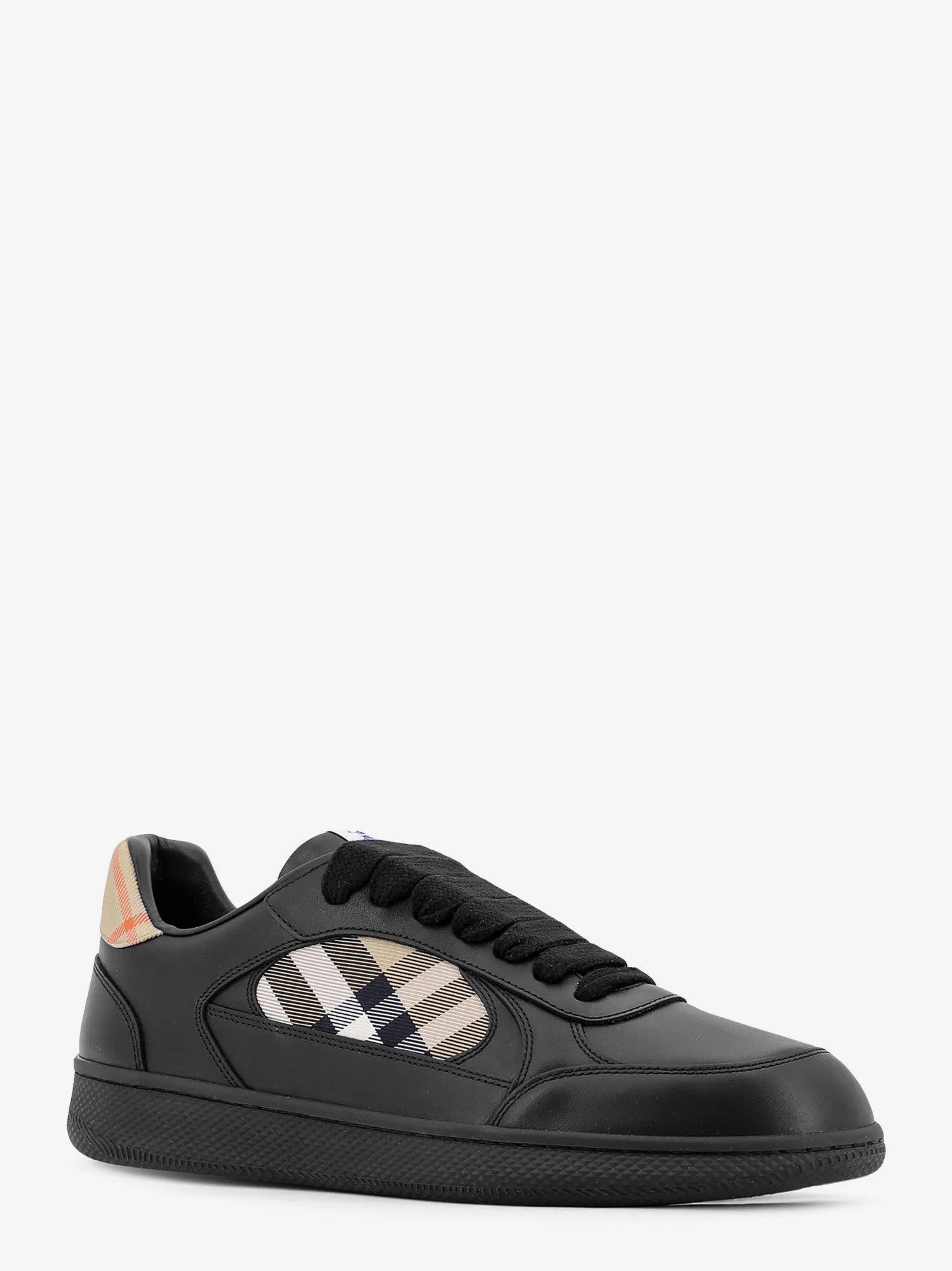 Leather sneakers with Traditional Check inserts