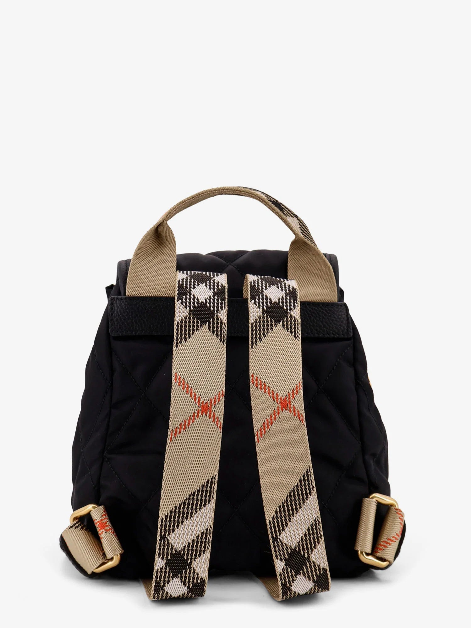 Mini nylon backpack with leather logo patch