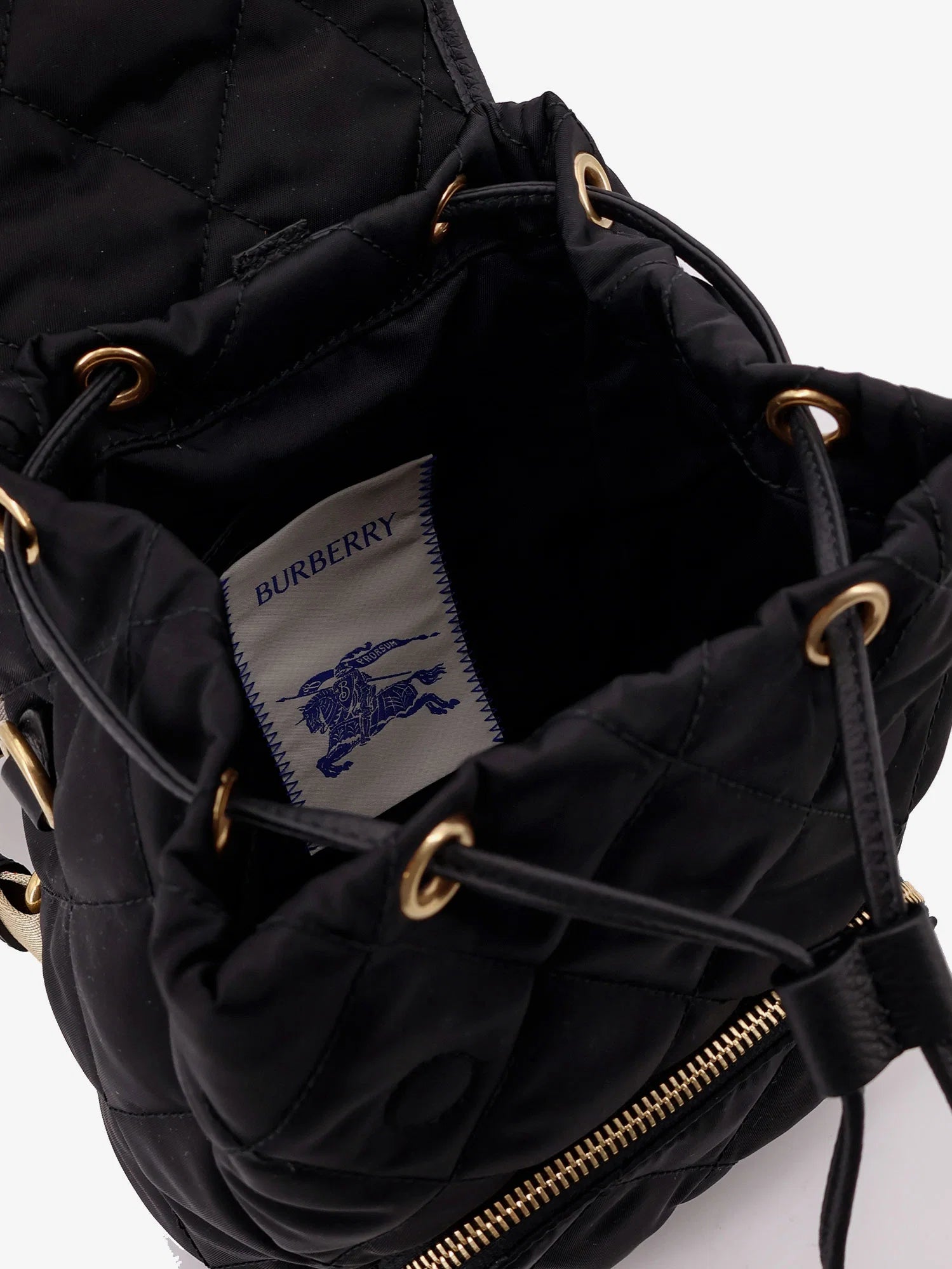 Mini nylon backpack with leather logo patch
