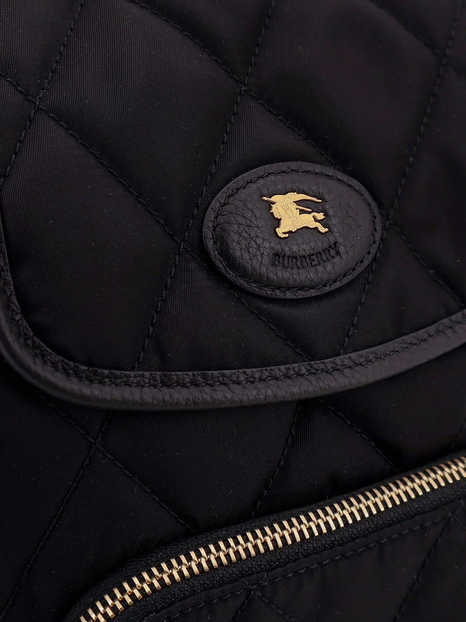 Mini nylon backpack with leather logo patch