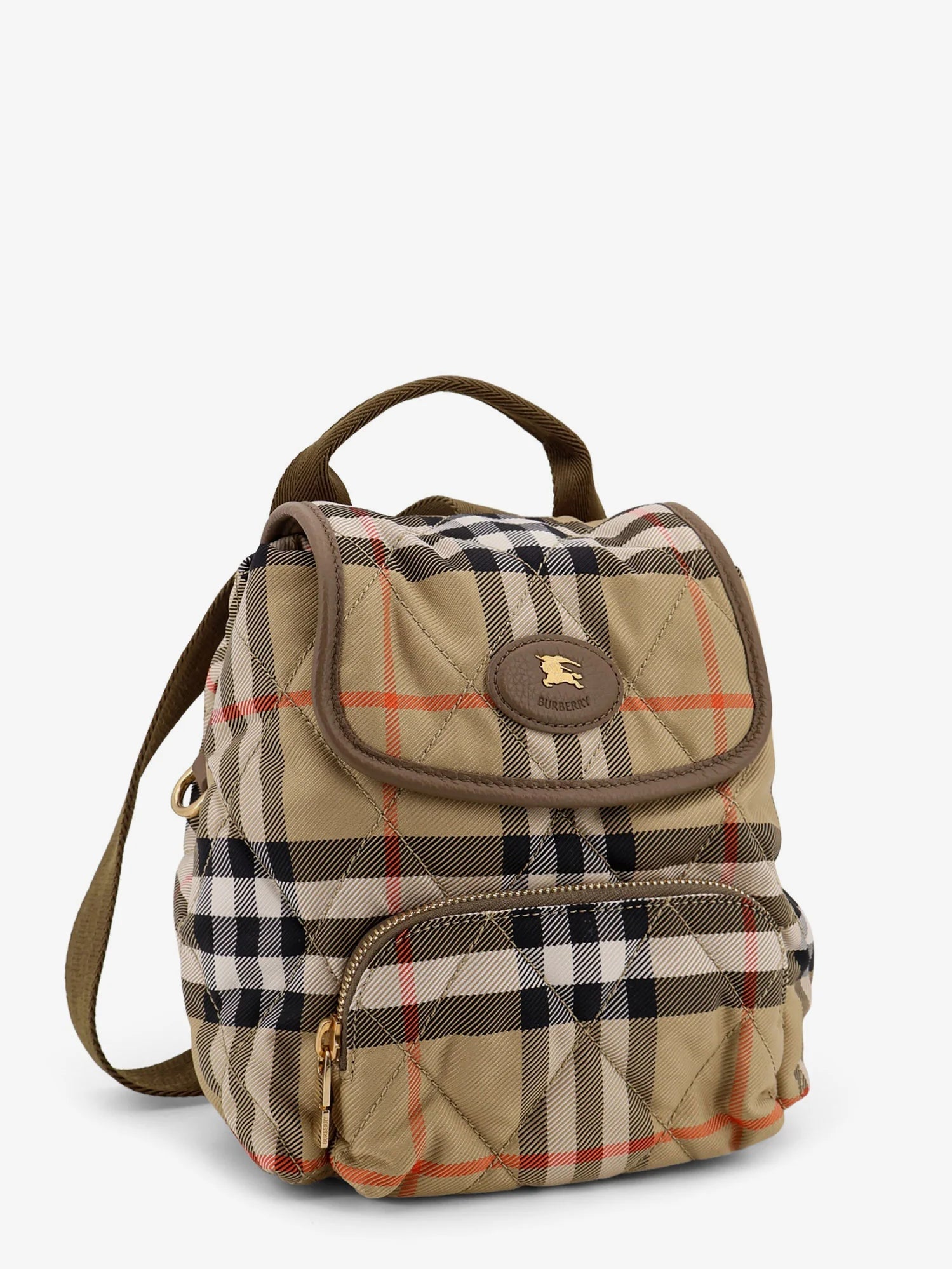 Horseshoe nylon backpack with check pattern