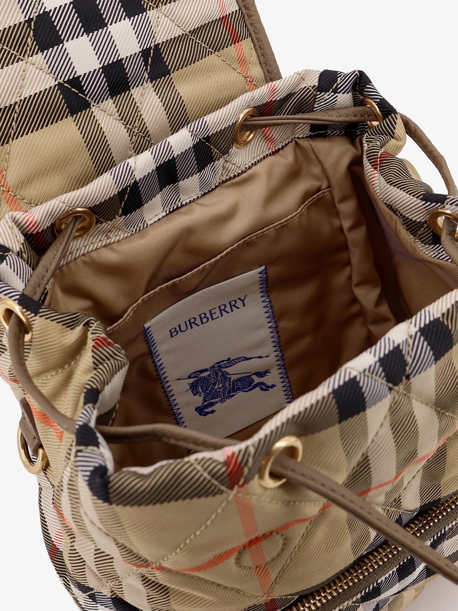 Horseshoe nylon backpack with check pattern