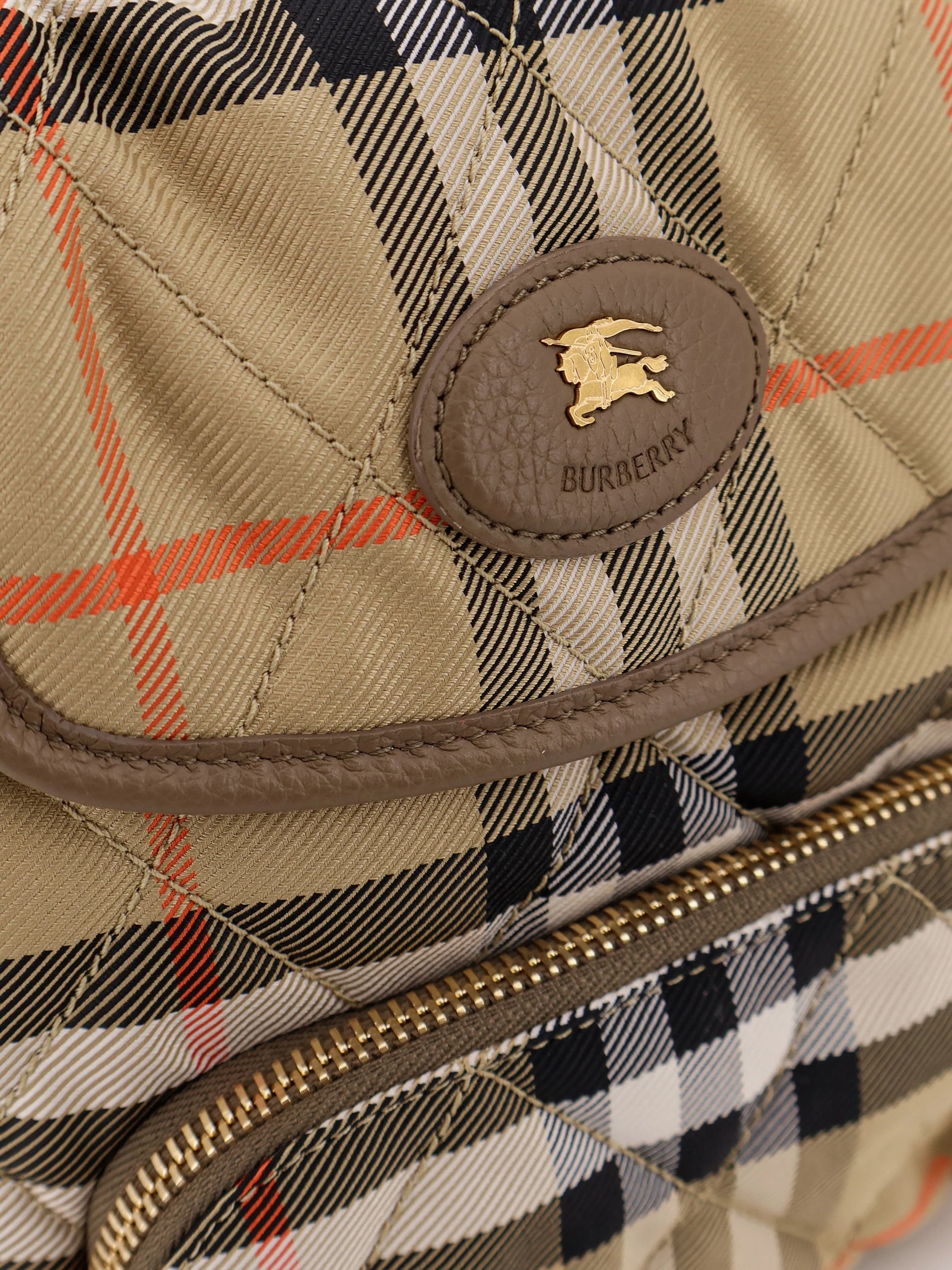 Horseshoe nylon backpack with check pattern