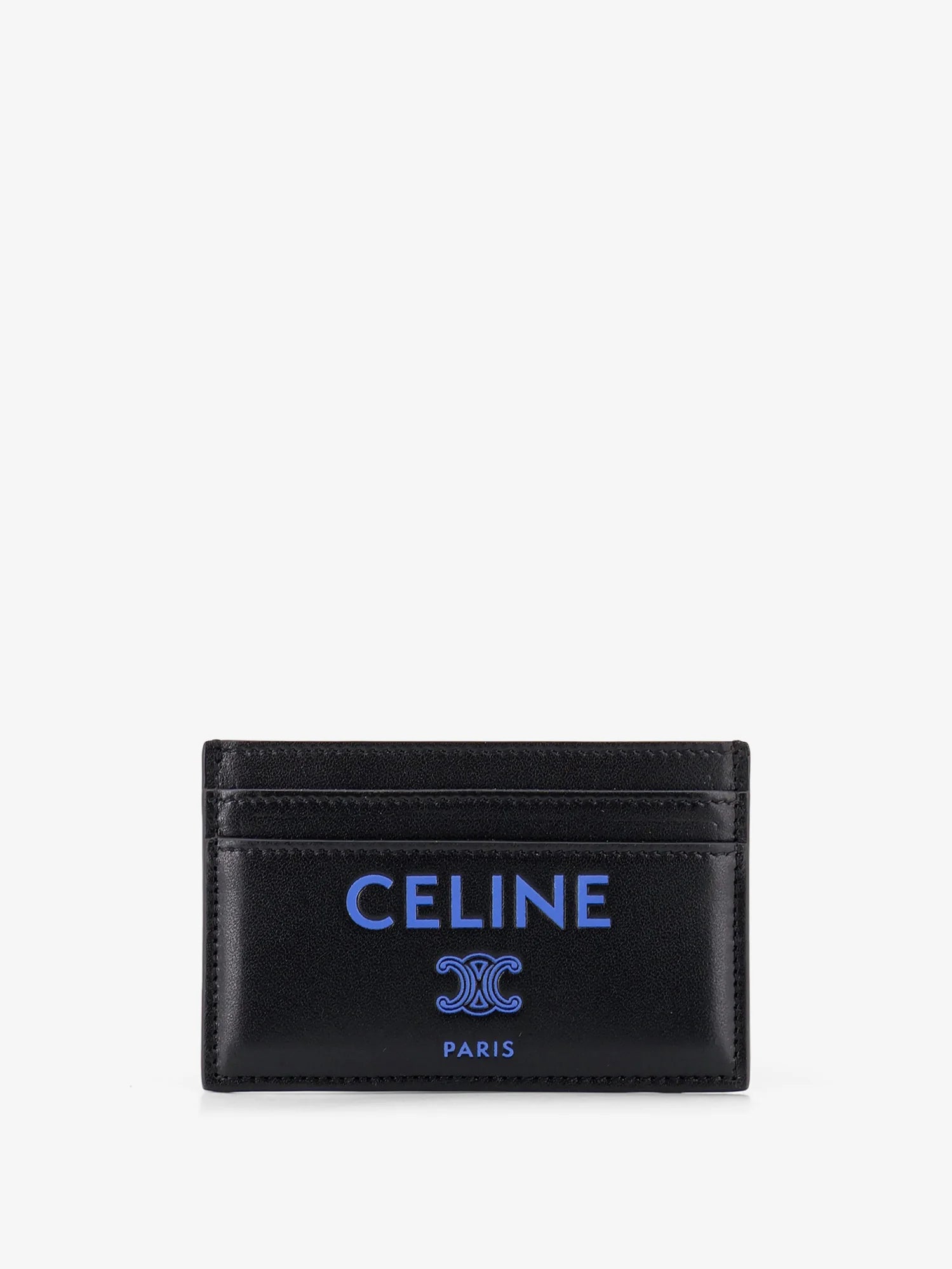 Leather card holder with front logo print
