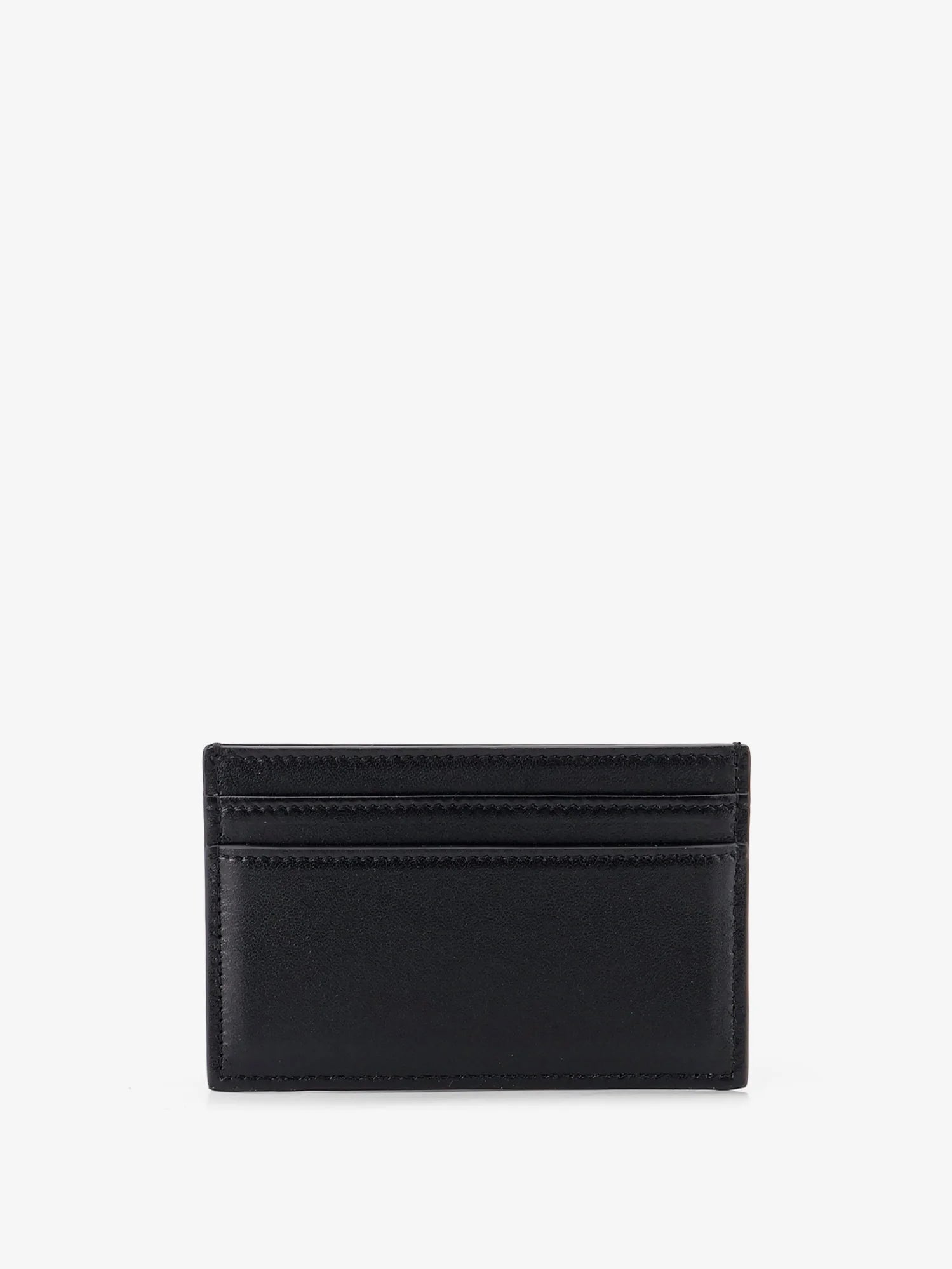 Leather card holder with front logo print