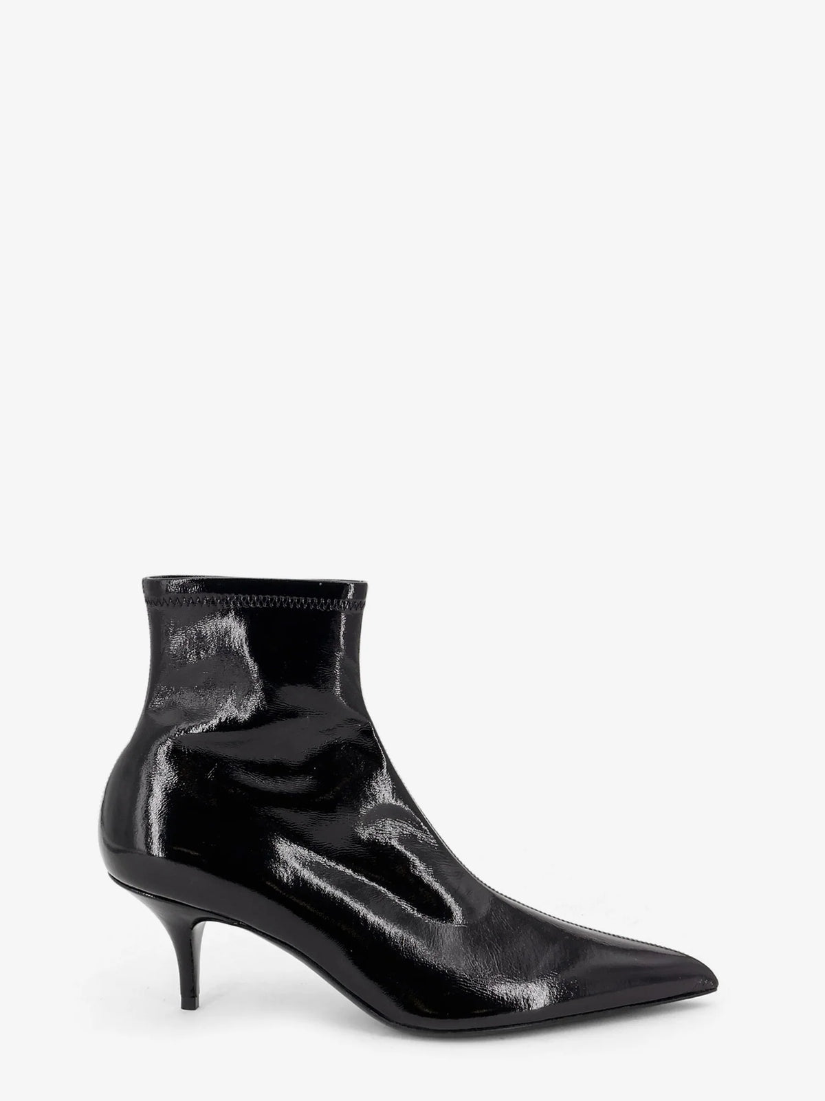 Fitted sleek stretch patent leather boots