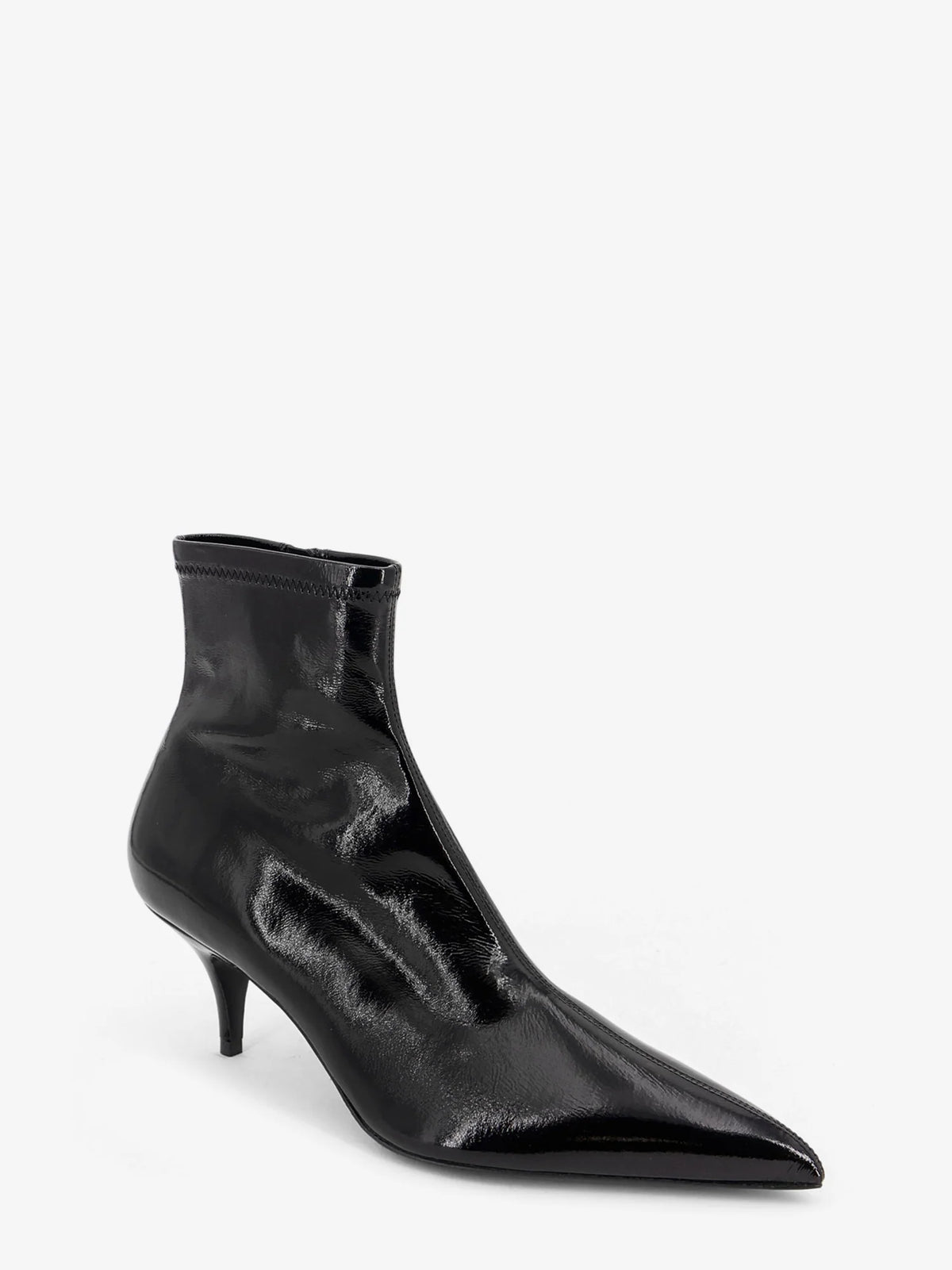 Fitted sleek stretch patent leather boots