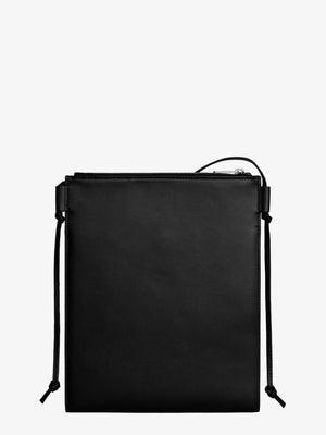 Sharp leather crossbody bag with logo on the front