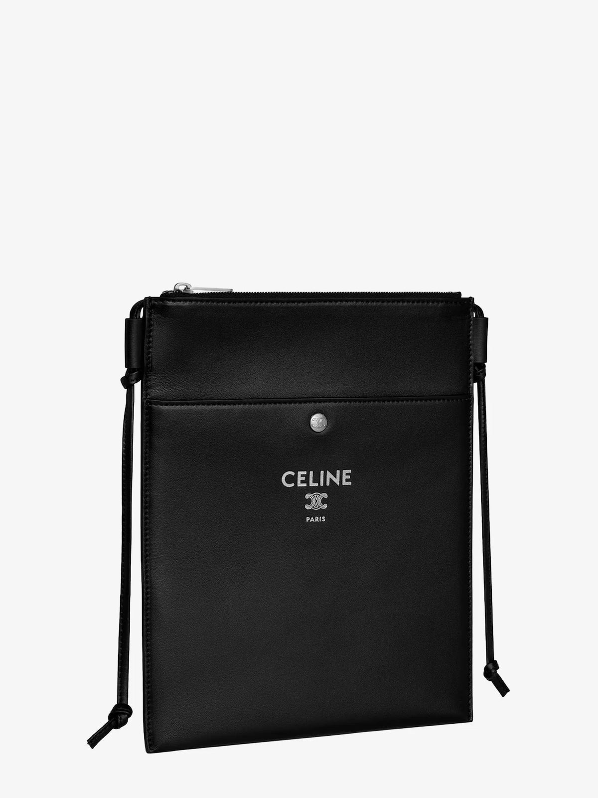 Sharp leather crossbody bag with logo on the front