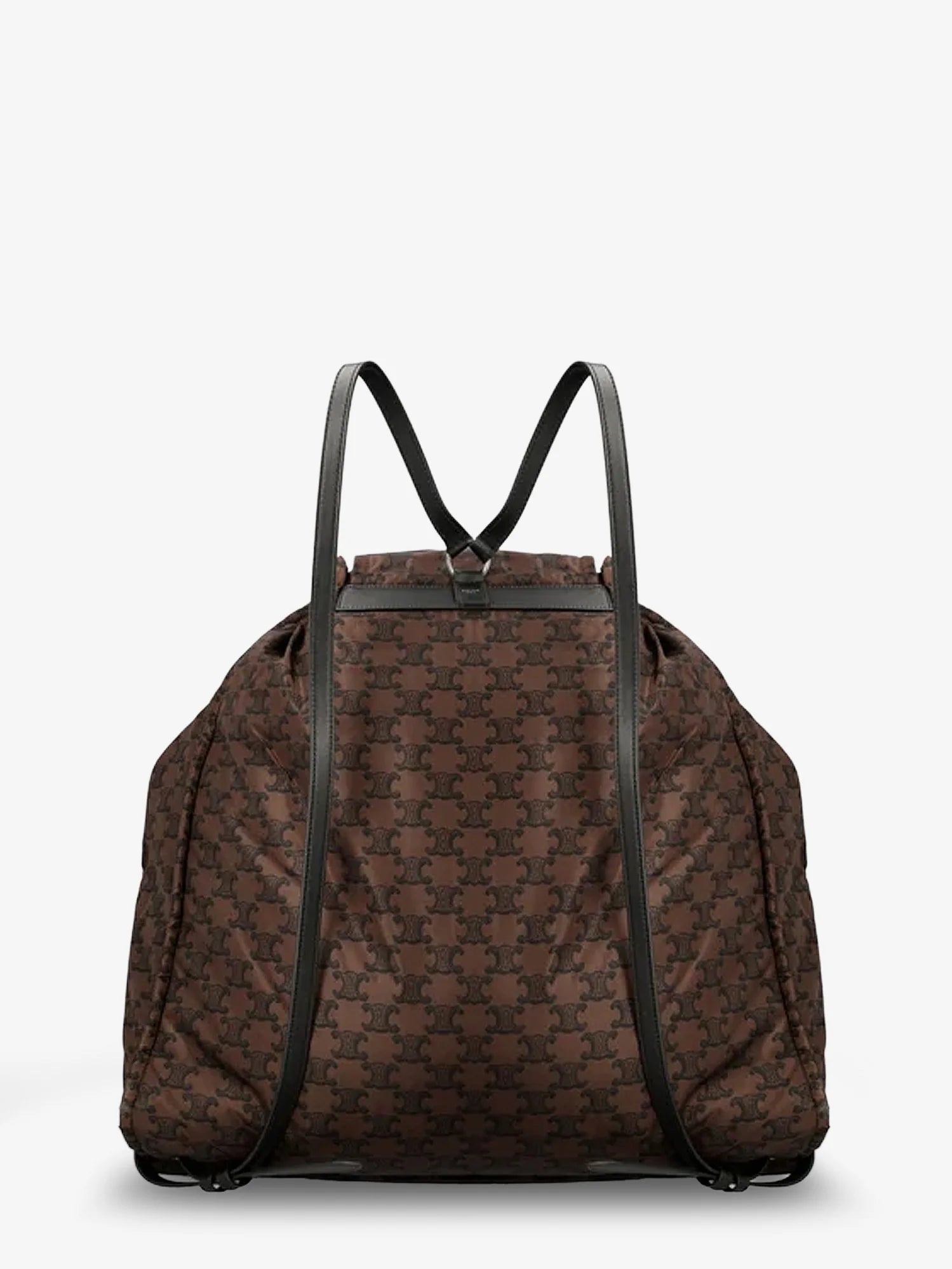 Nylon and leather backpack with Triomphe print