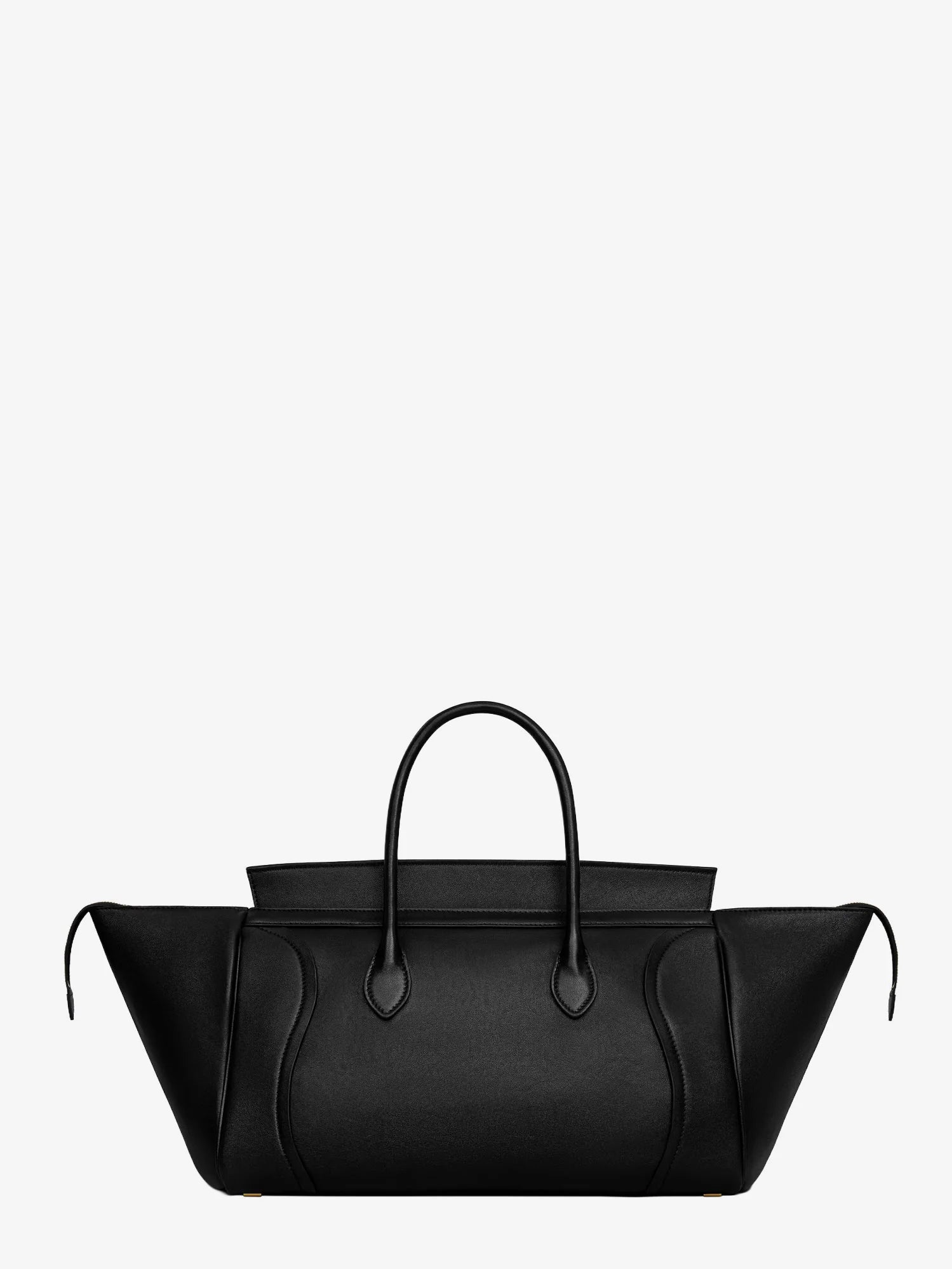 Luggage leather handbag with logo lettering on the front