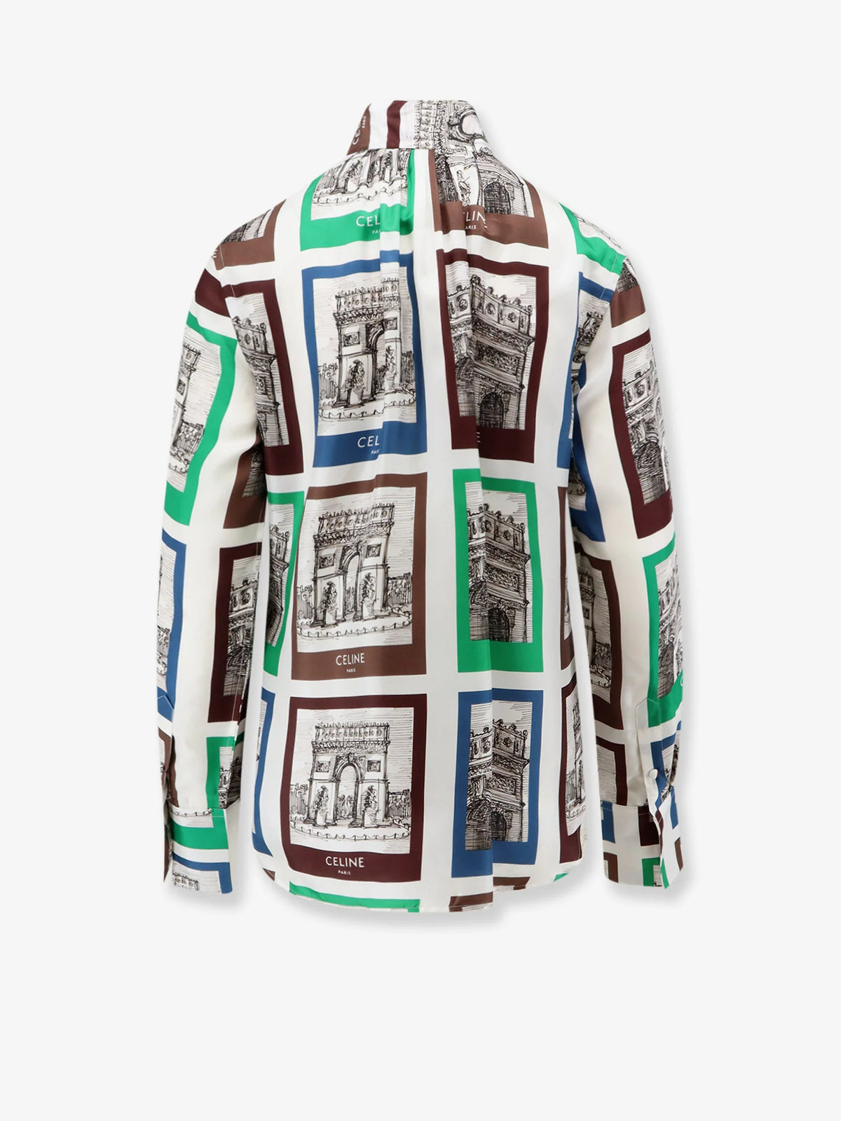 Lavalliere printed silk shirt