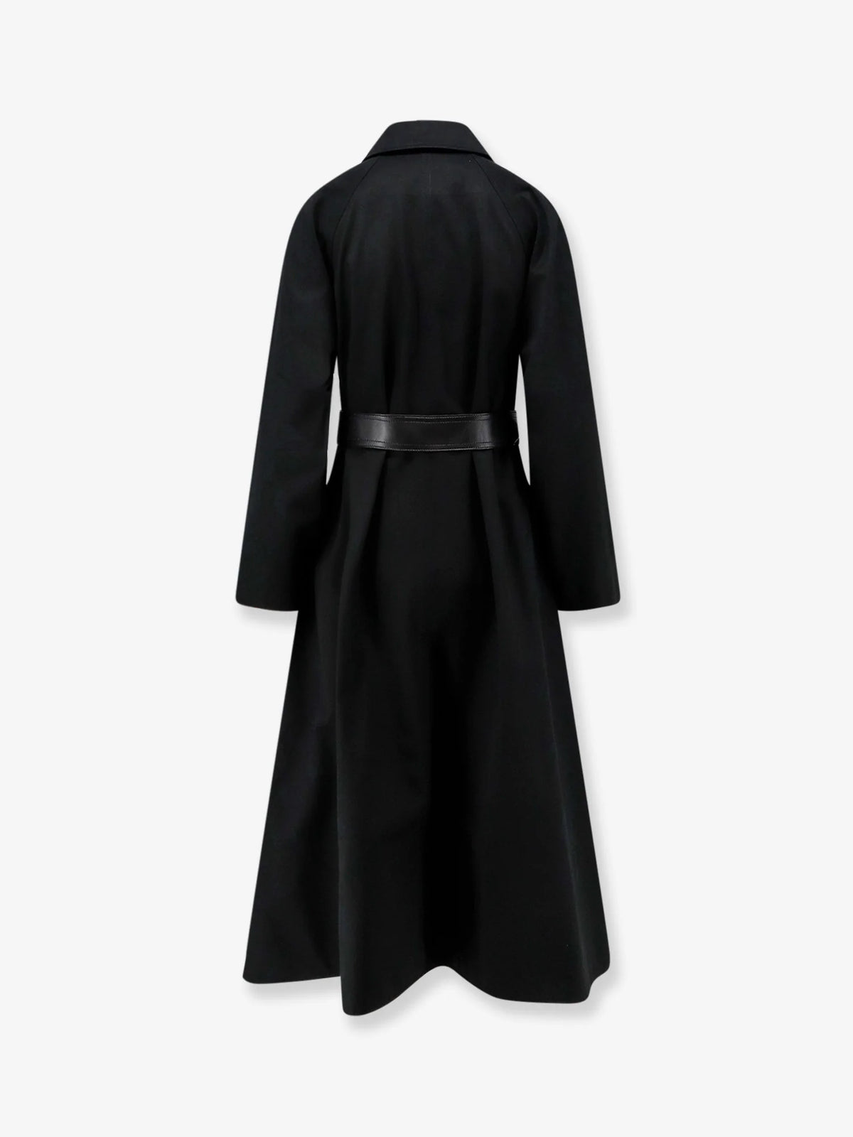 Flared waterproof coat with leather belt
