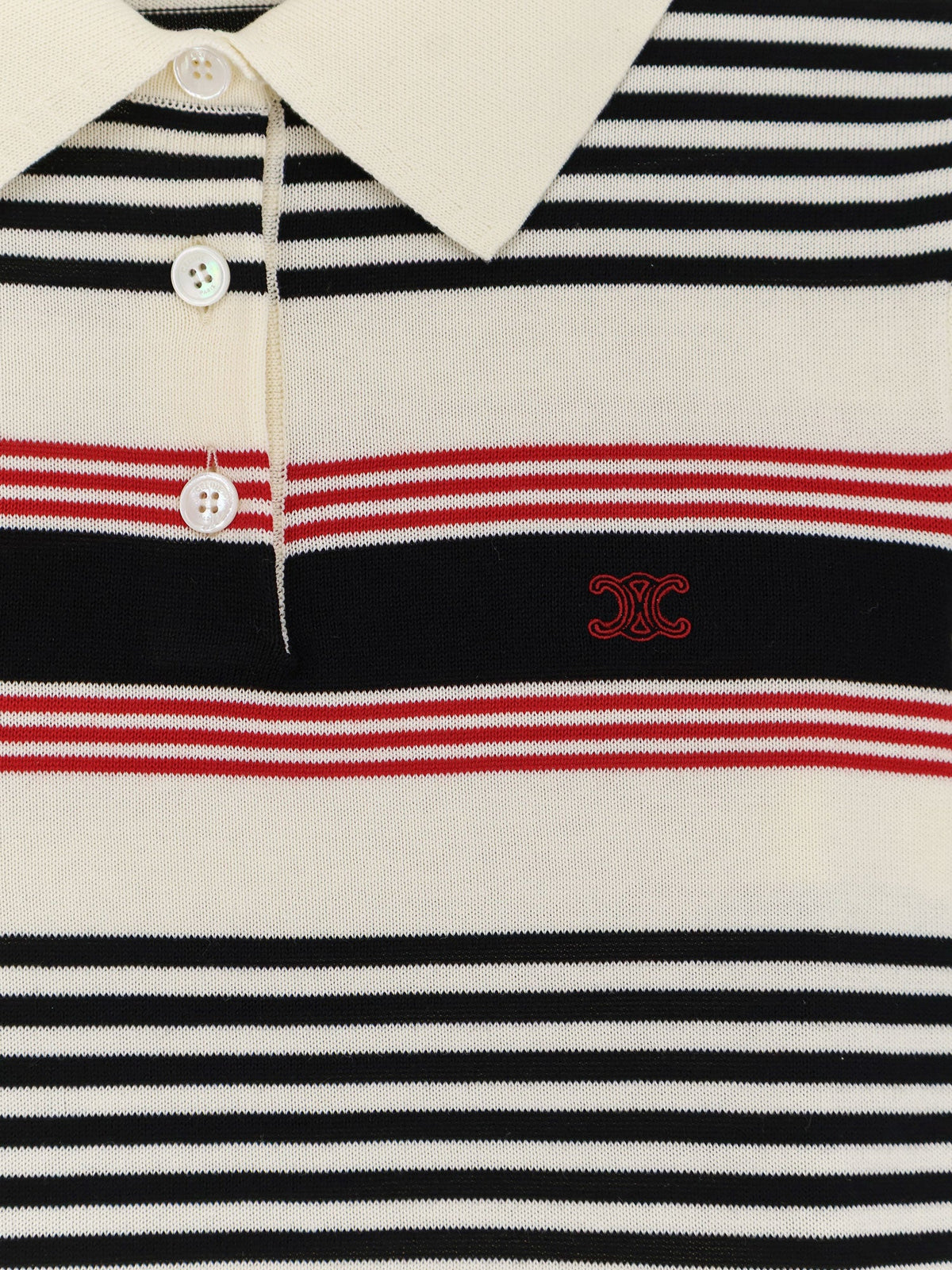 Striped cotton polo sweater