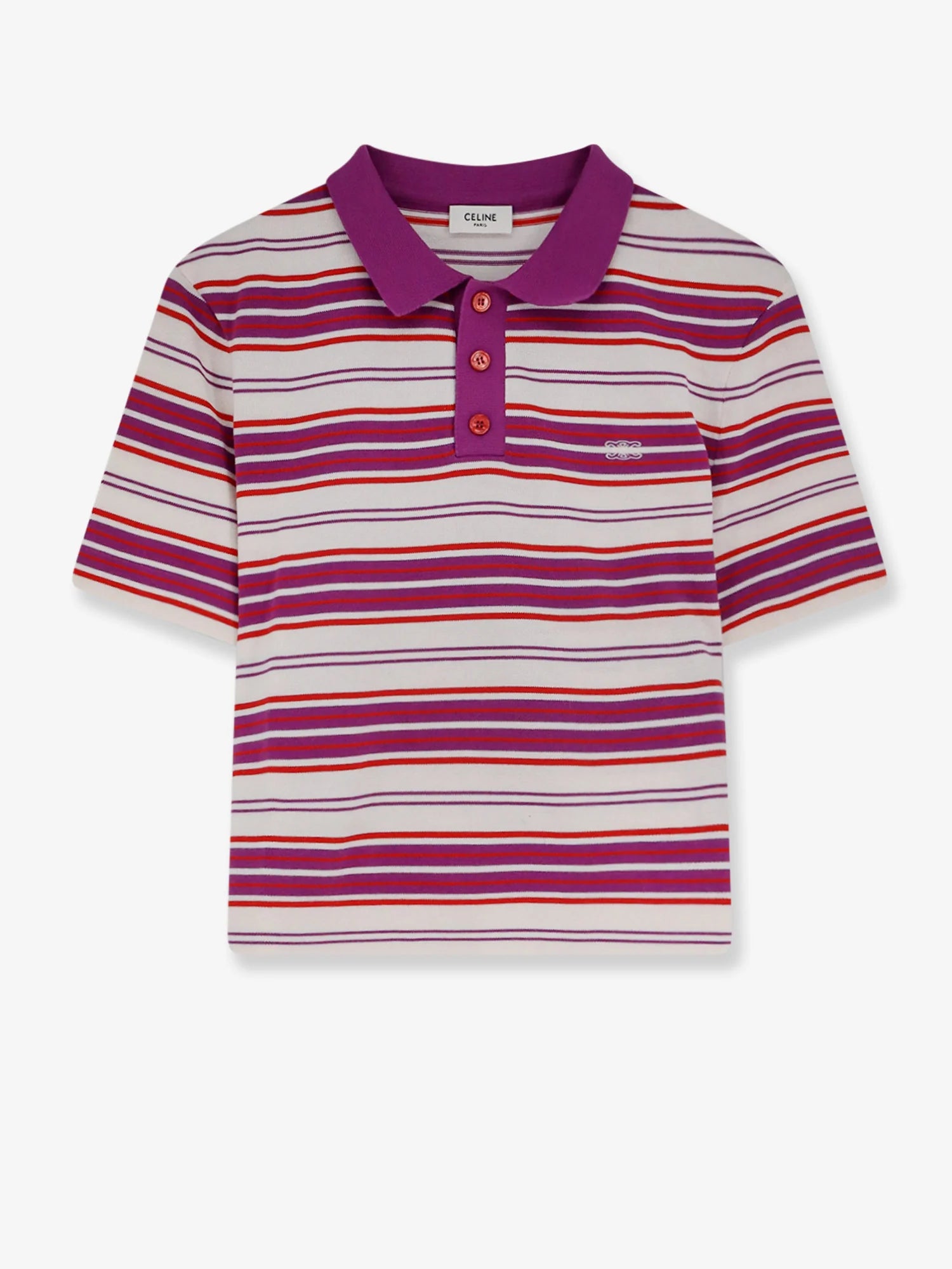 Cotton polo shirt with striped pattern
