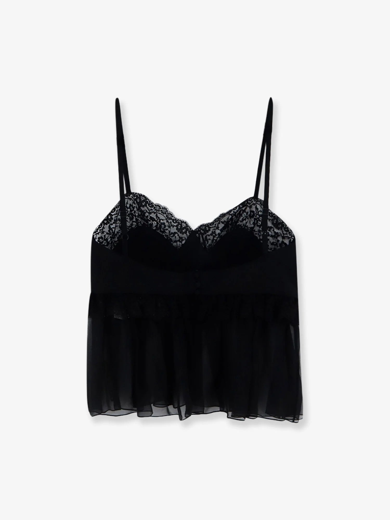 Silk top with lace profiles