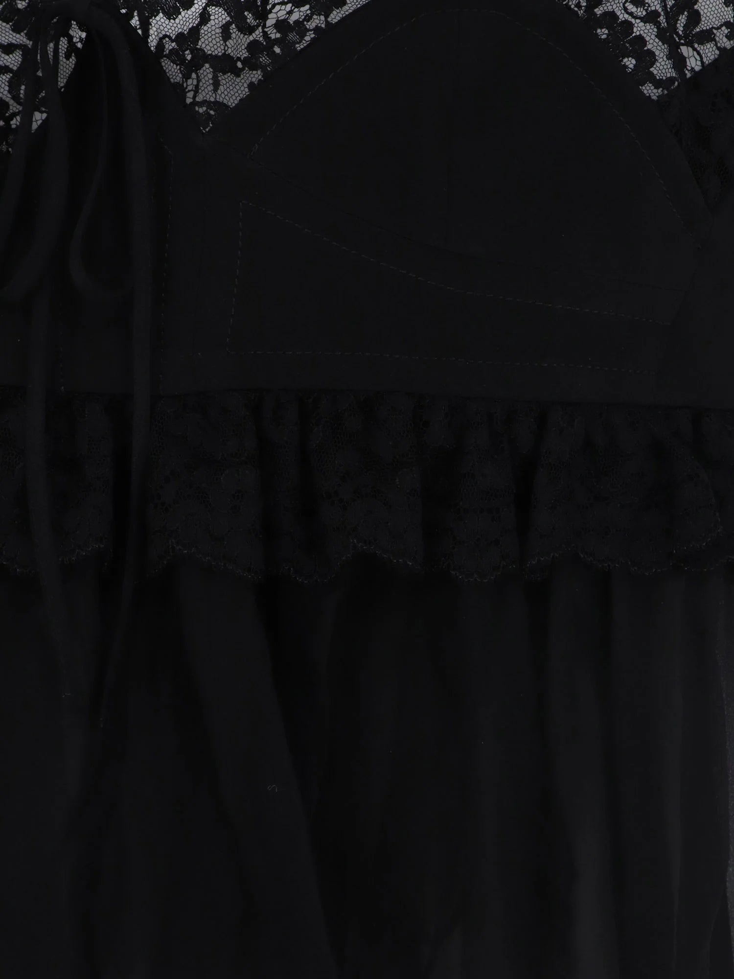 Silk top with lace profiles