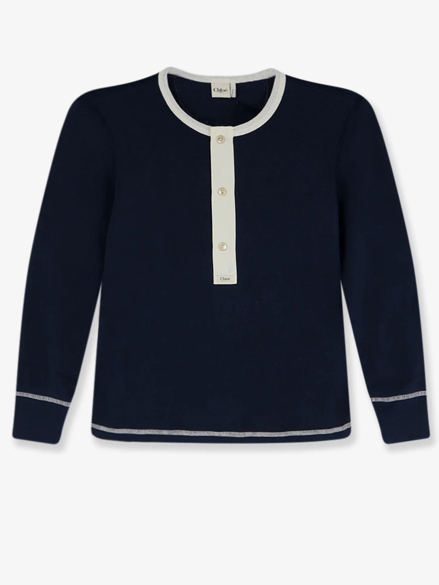 Cotton sweater with contrasting inserts