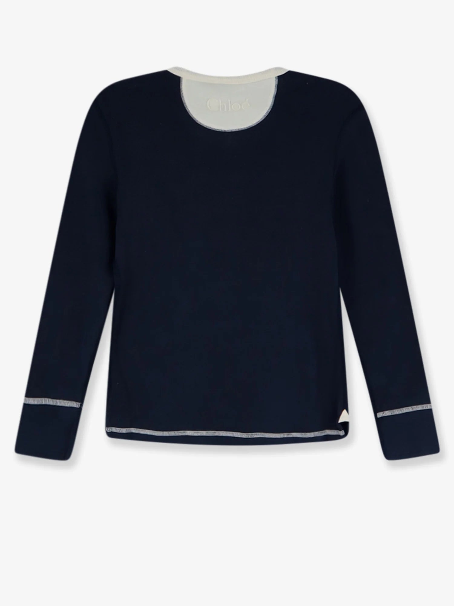 Cotton sweater with contrasting inserts