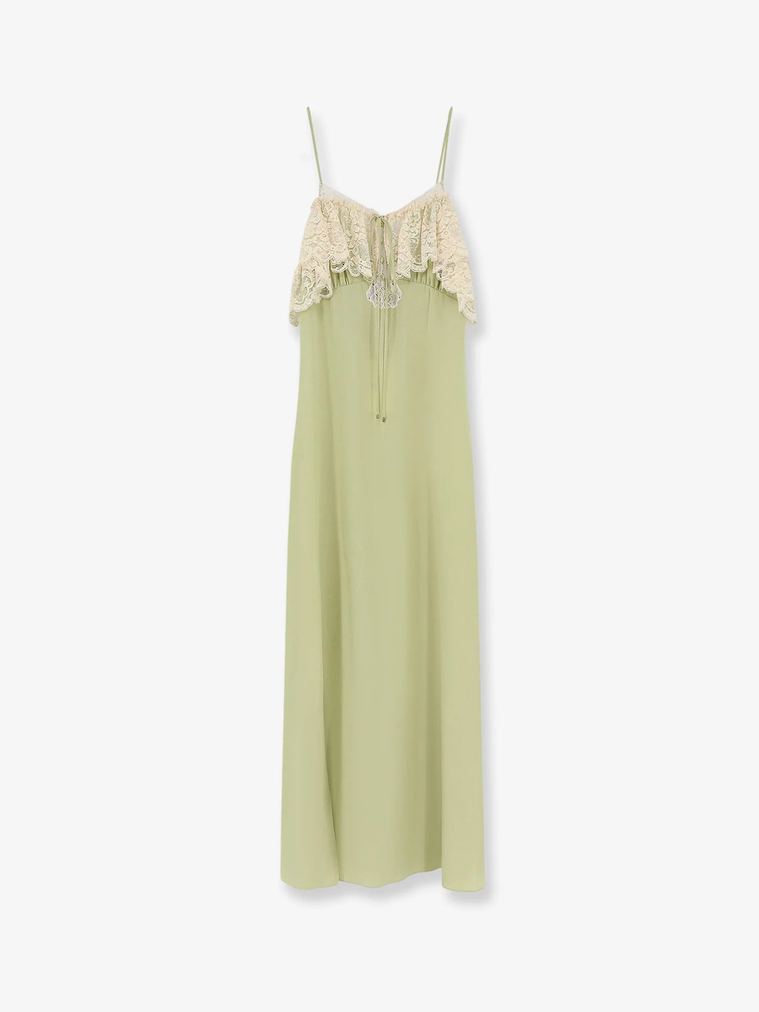 Silk dress with lace inserts