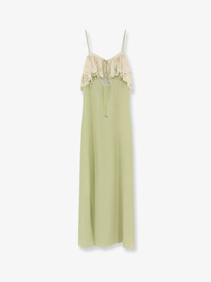Silk dress with lace inserts