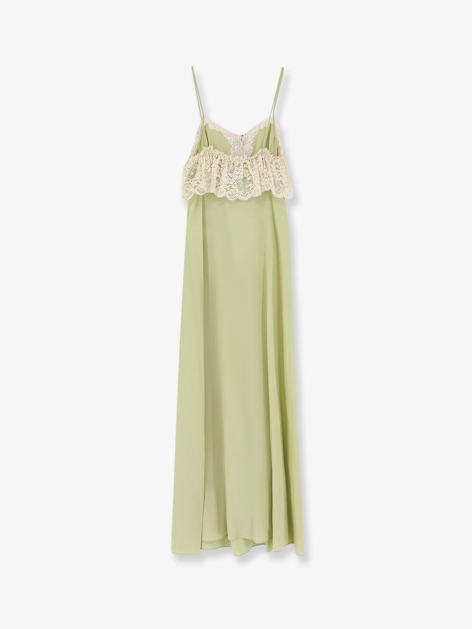 Silk dress with lace inserts