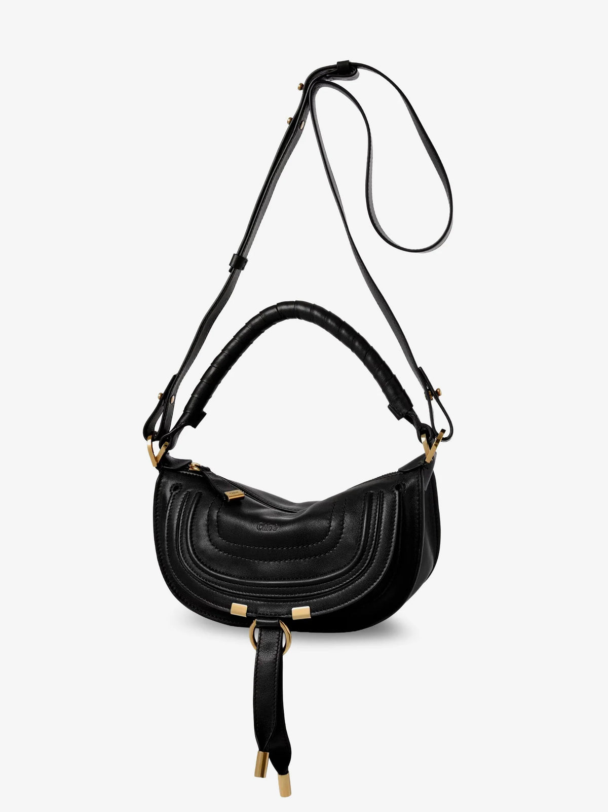Marcie Mini leather crossbody bag with stitching detail
