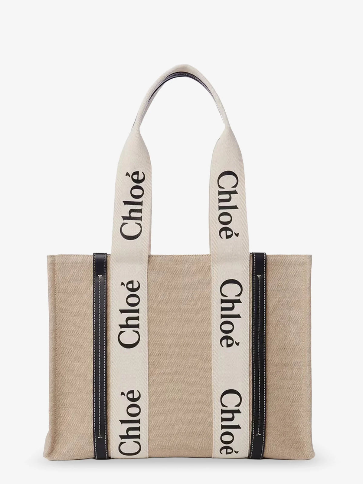 Woody linen shoulder bag with front lettering logo