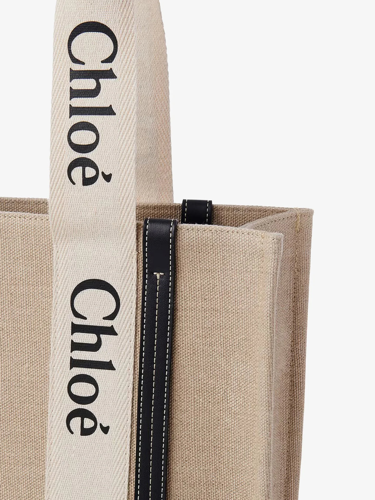 Woody linen shoulder bag with front lettering logo
