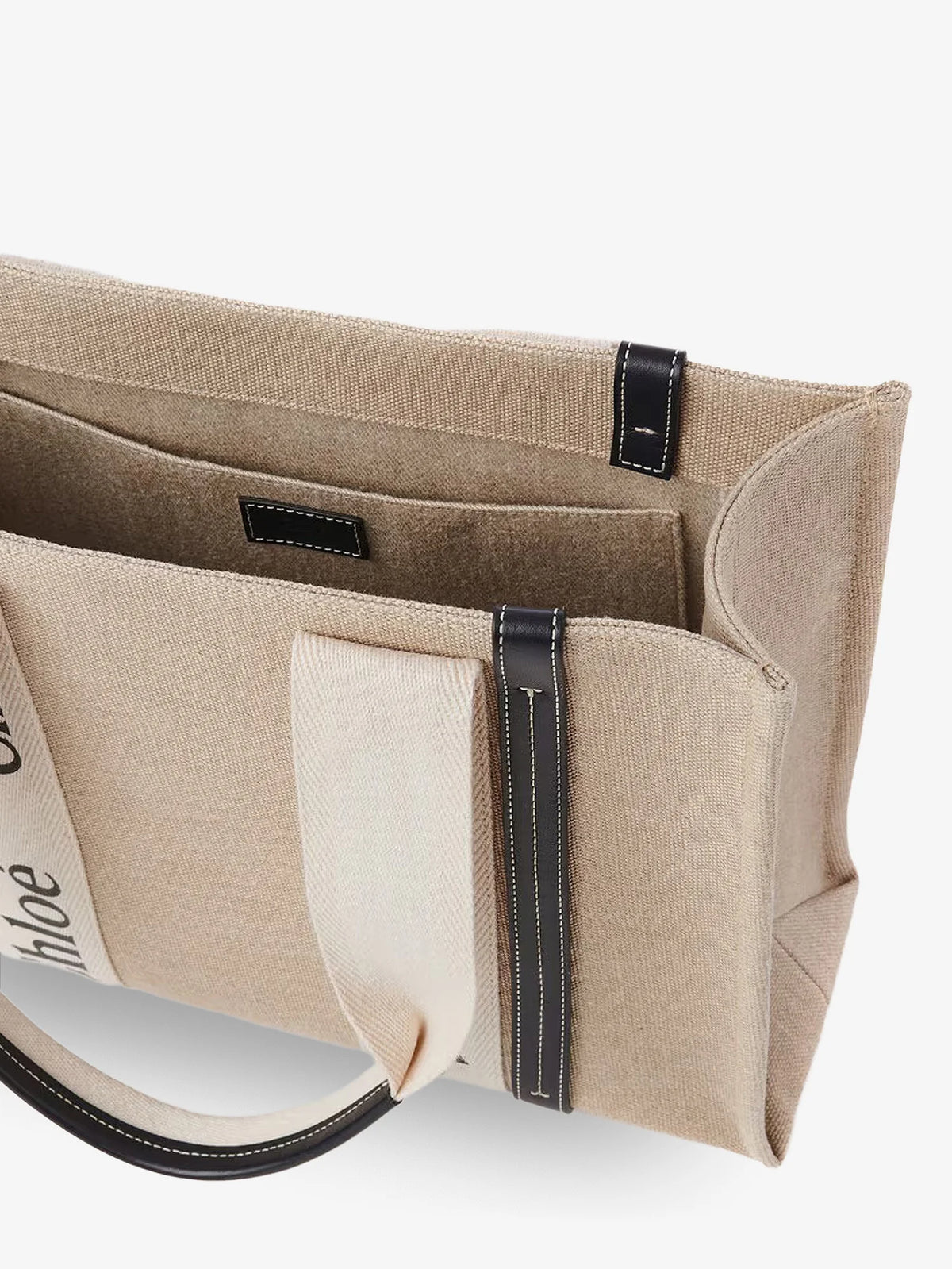 Woody linen shoulder bag with front lettering logo