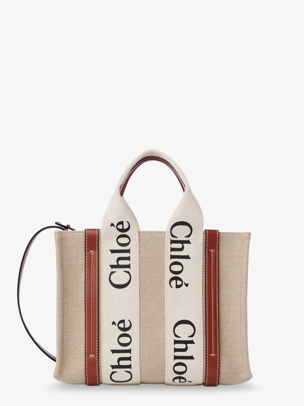 Woody linen canvas and leather crossbody bag
