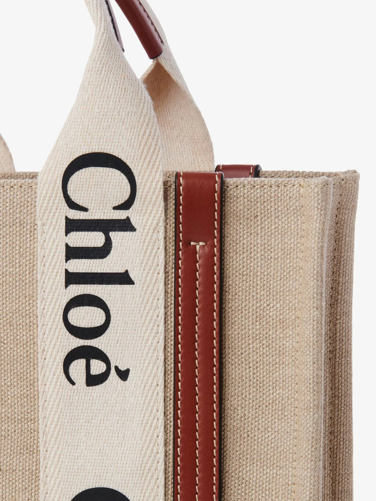 Woody linen canvas and leather crossbody bag