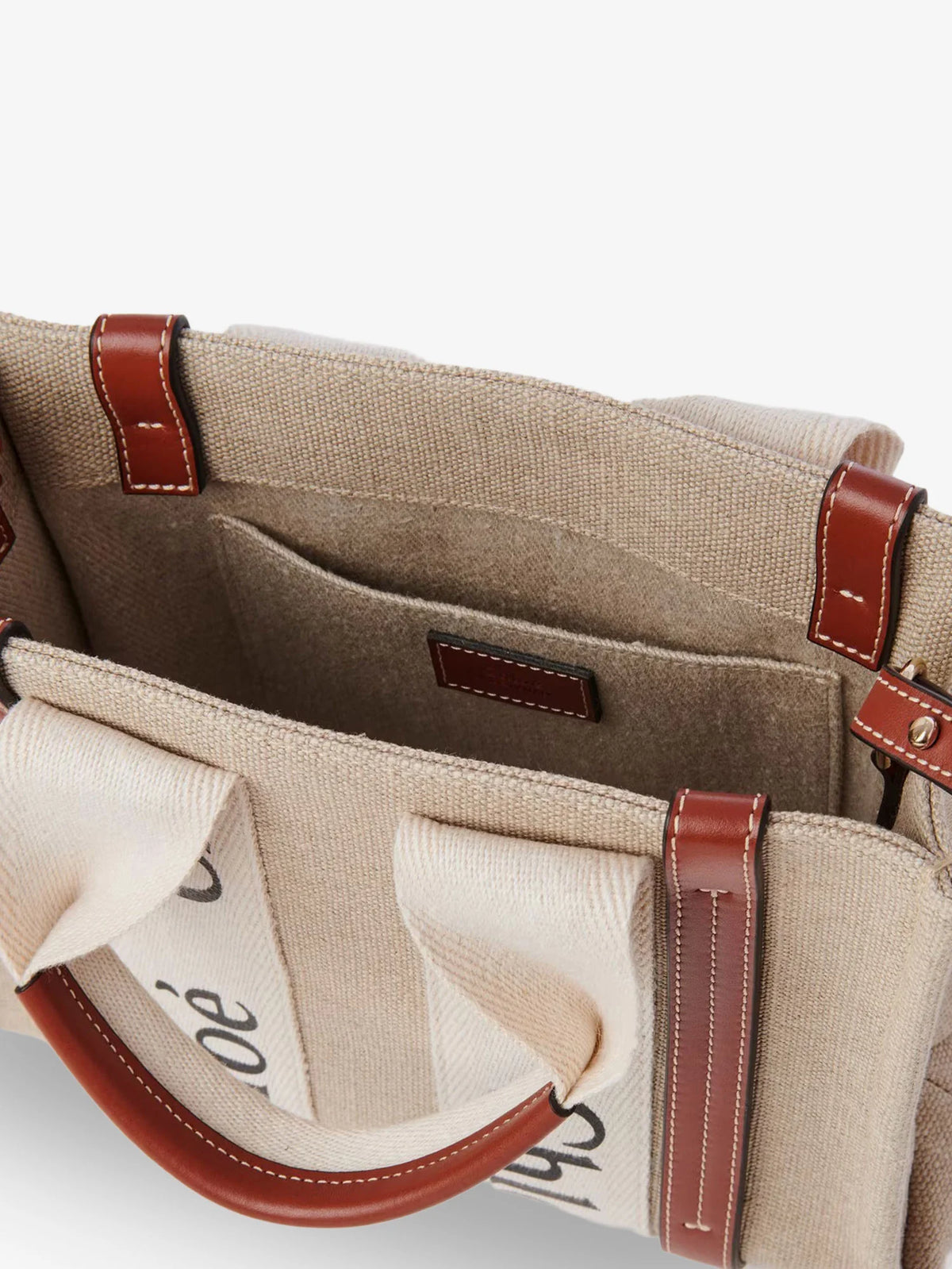 Woody linen canvas and leather crossbody bag