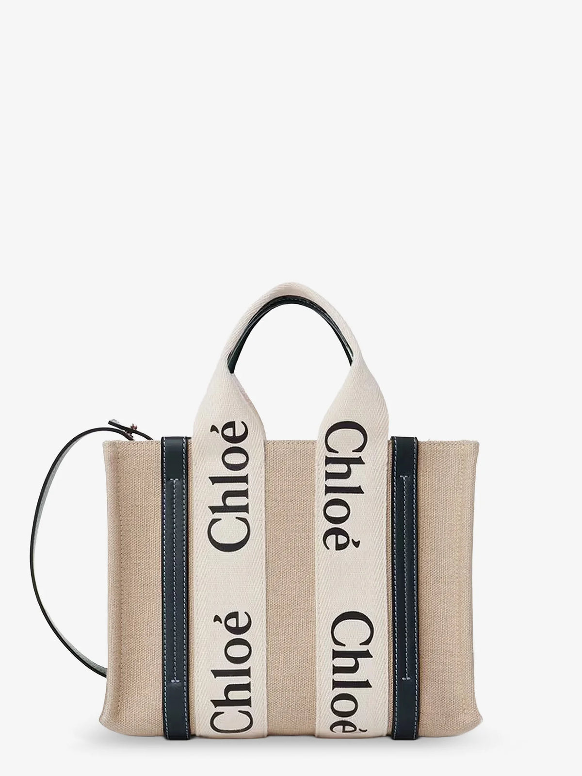Woody linen canvas and leather crossbody bag