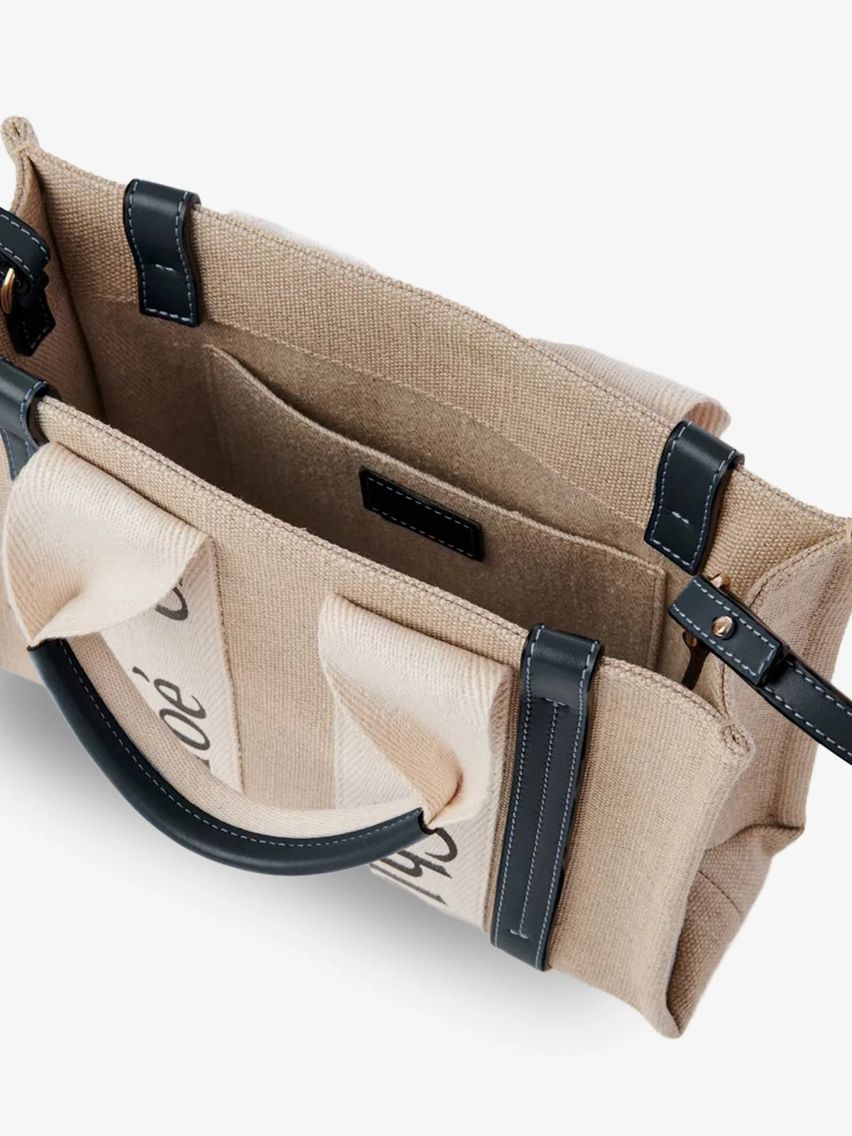 Woody linen canvas and leather crossbody bag