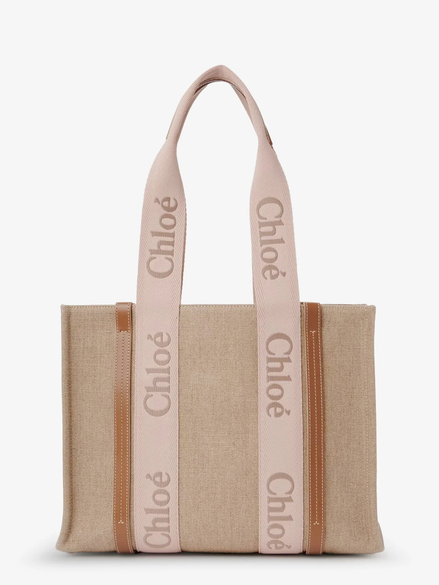 Woody linen shoulder bag with front embroidered logo