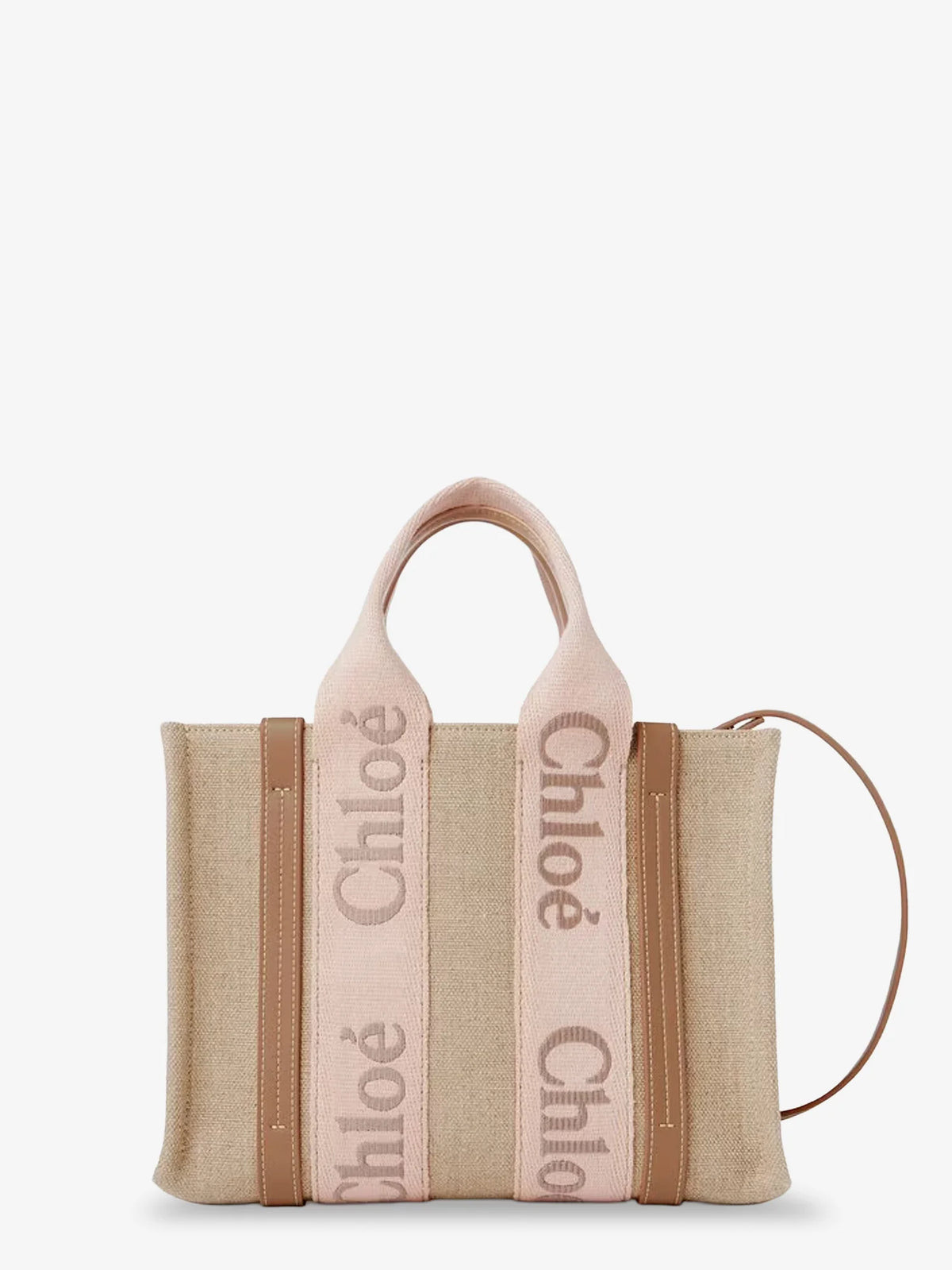 Woody linen canvas and leather crossbody bag