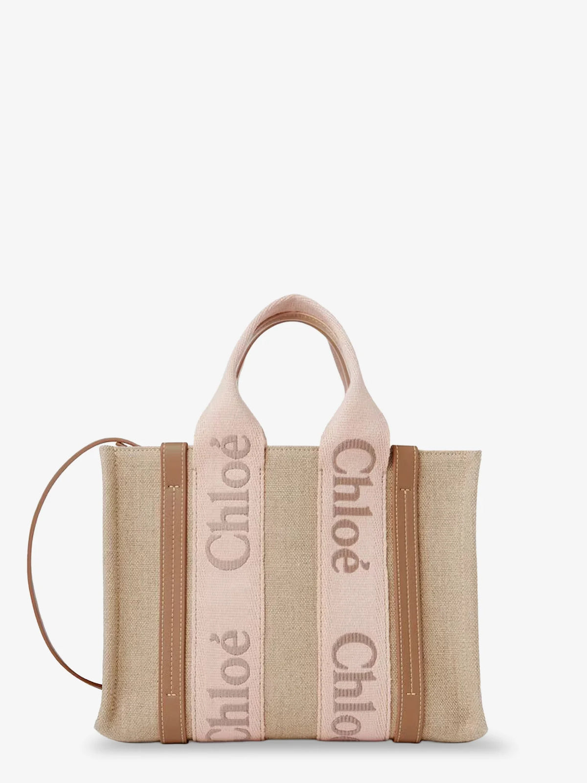 Woody linen canvas and leather crossbody bag
