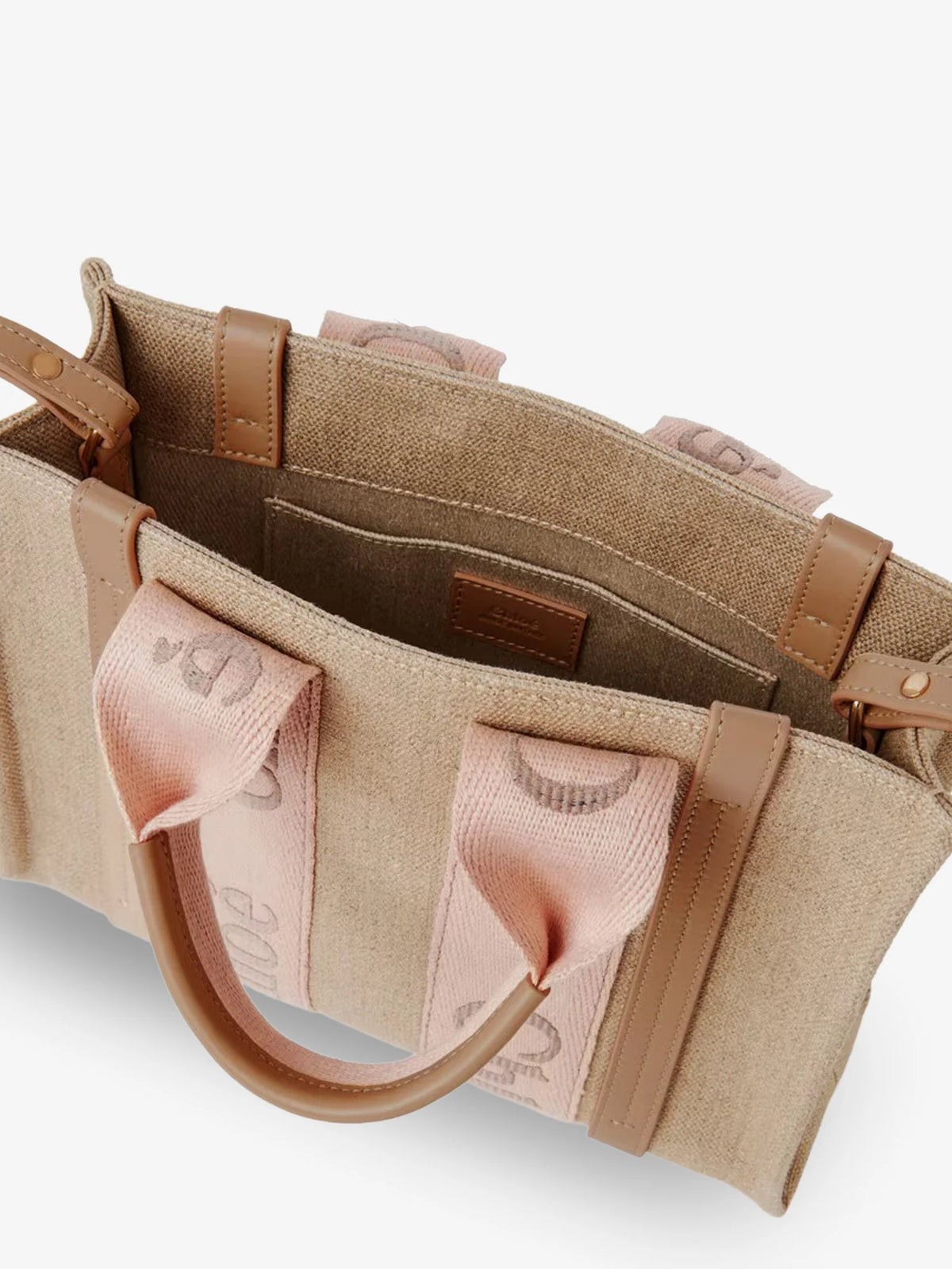 Woody linen canvas and leather crossbody bag