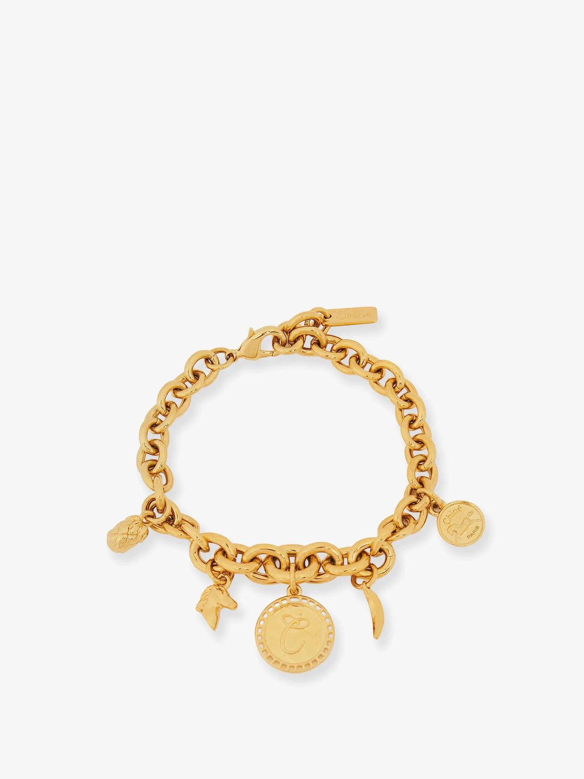 Brass bracelet with charms