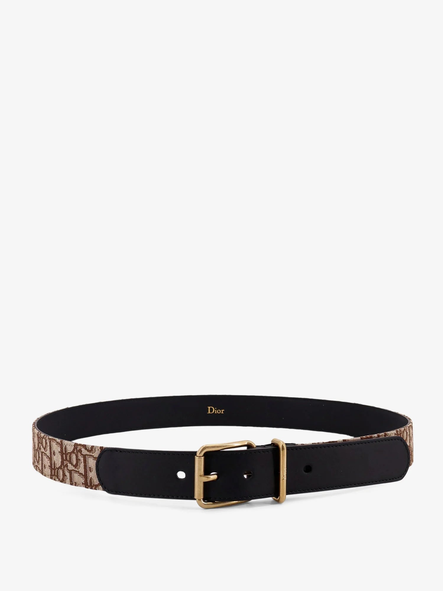 Leather belt with all-over Dior Oblique logo