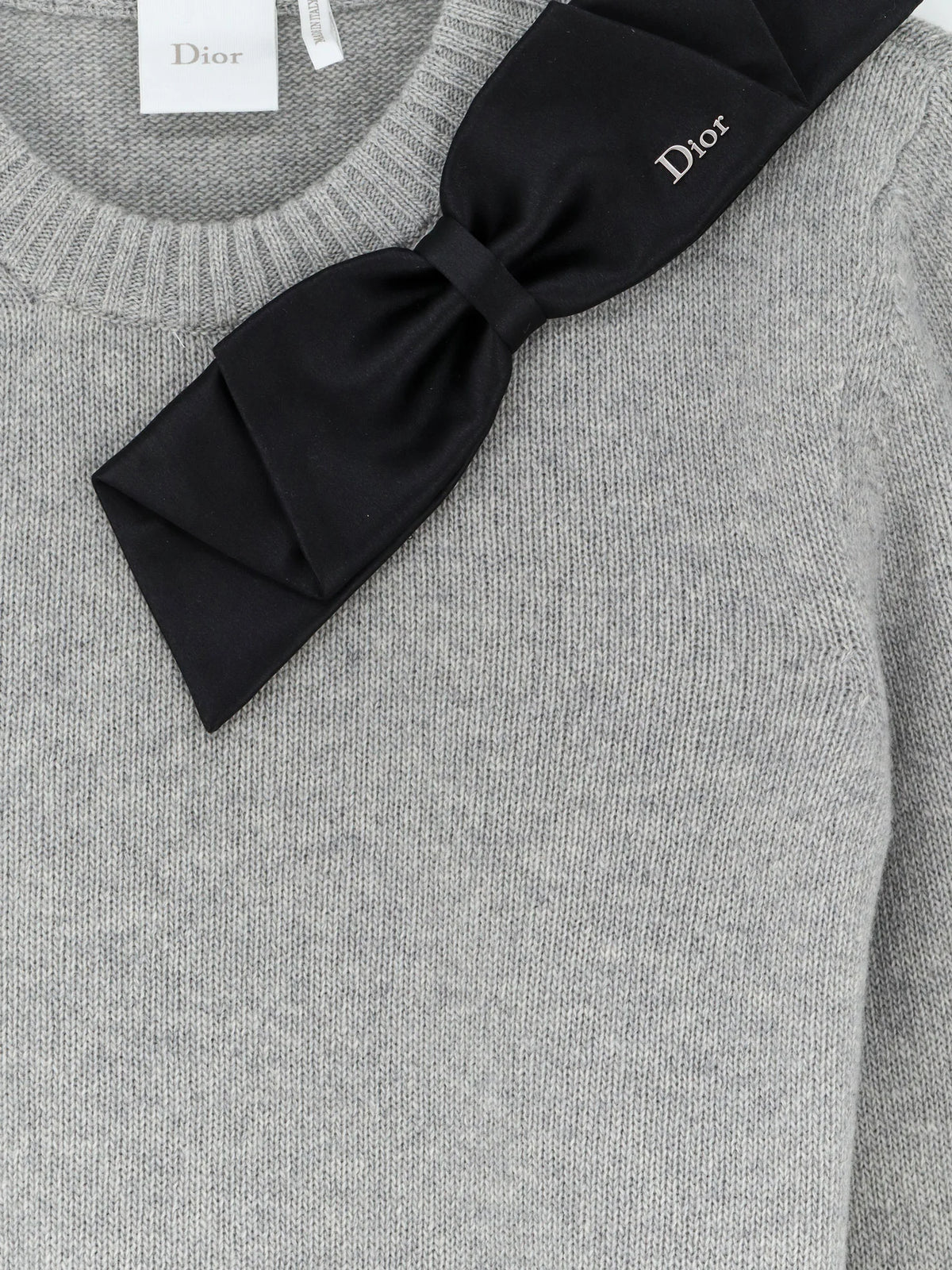 Wool and cashmere sweater with bow