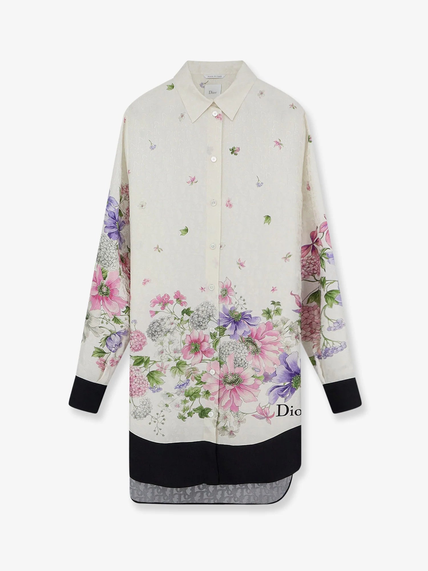 Silk shirt with Dior Hortensia Garden print