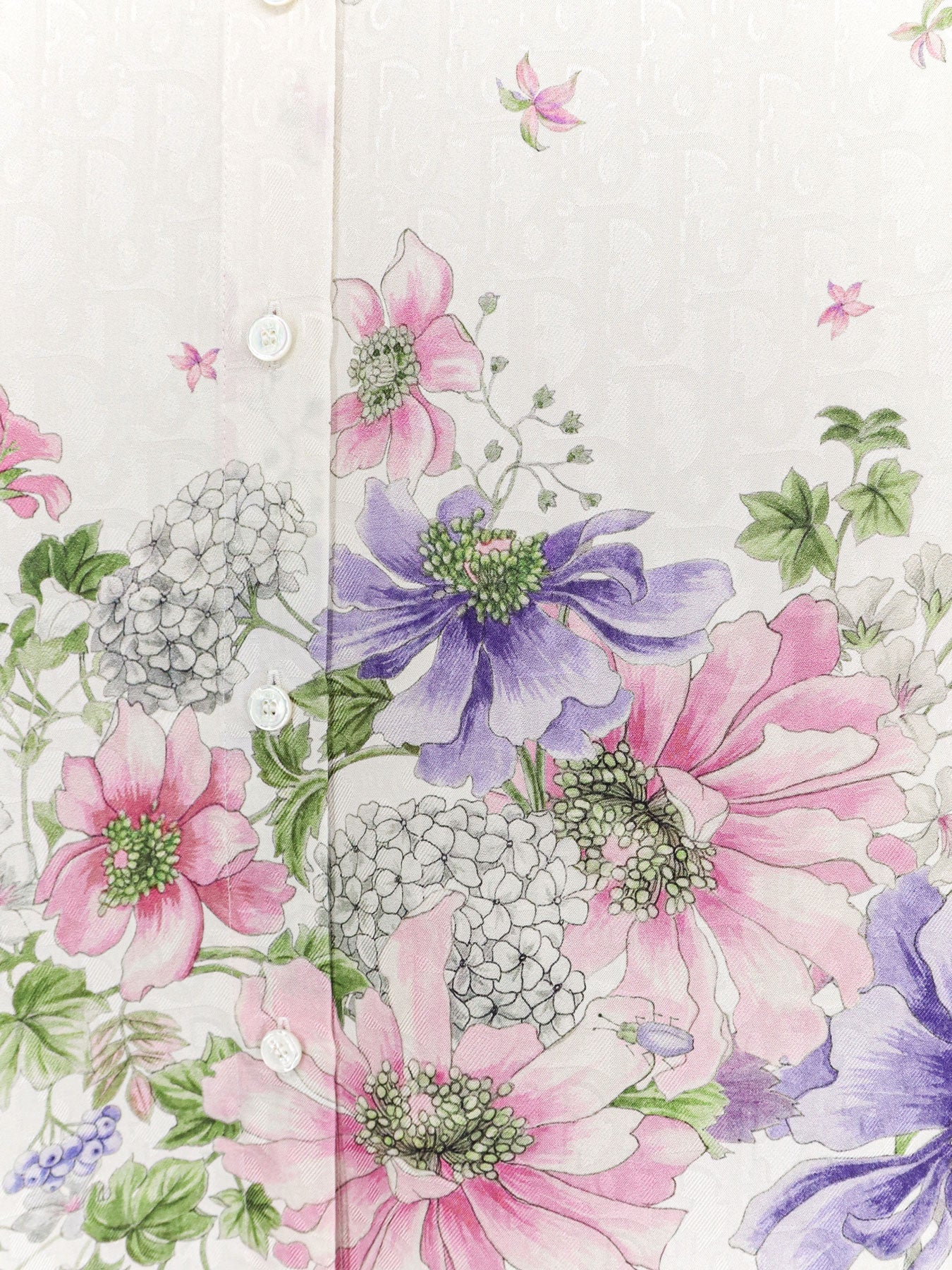 Silk shirt with Dior Hortensia Garden print