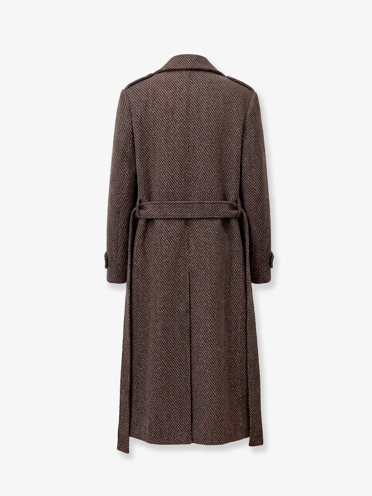 Wool and silk blend natté coat