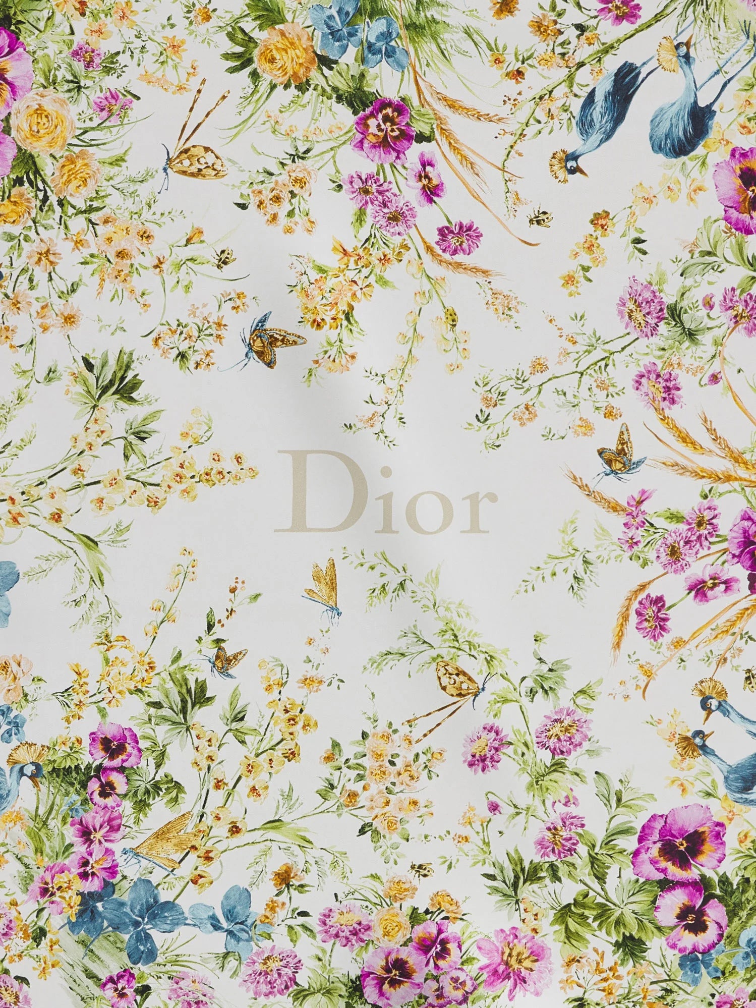 Toile de Jouy Floral Garden Dioriviera 90 silk foulard